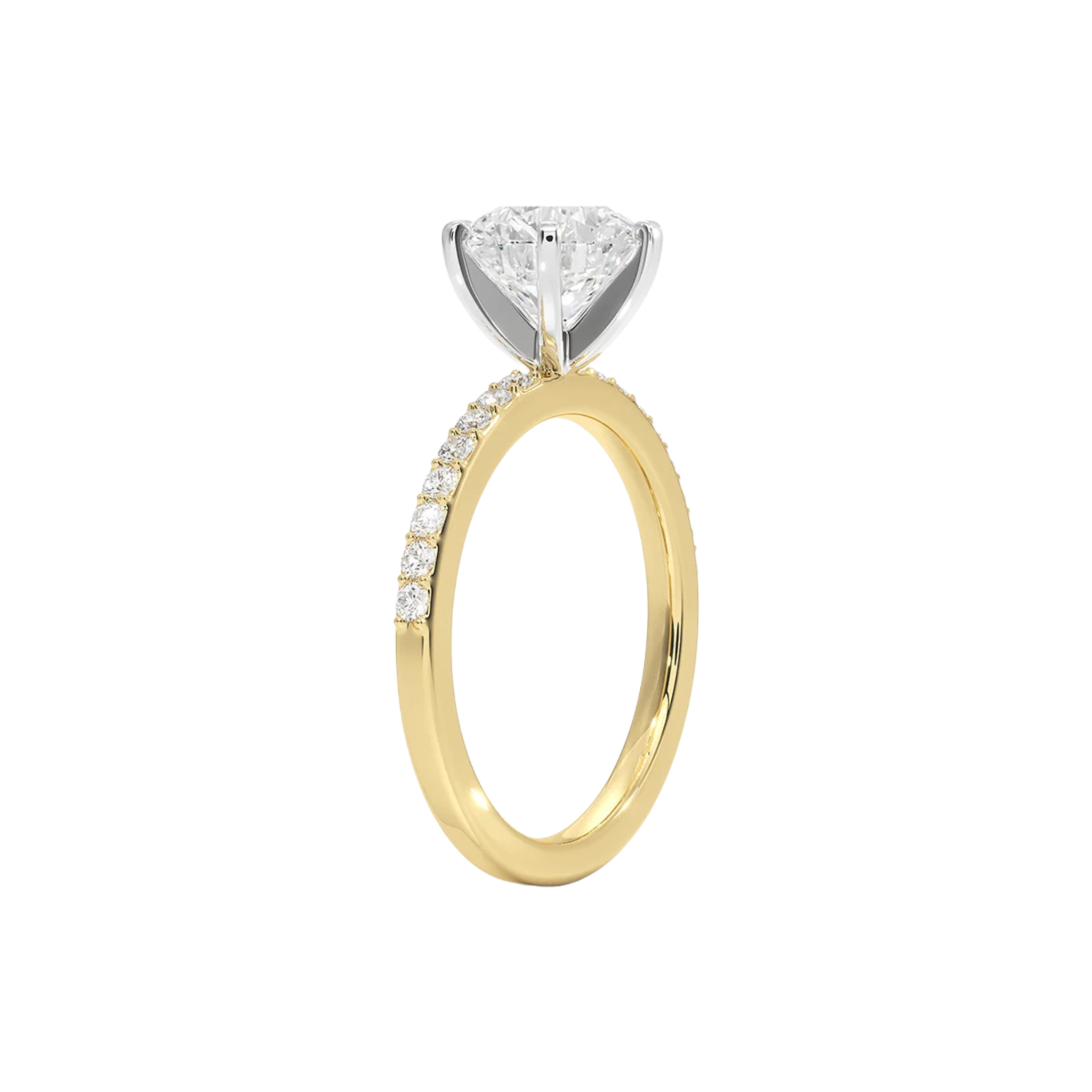 Aveline Round Shared Prong Solitaire Ring 18K Gold - Best prices for jewelry and diamonds. The best jewelry to shop in Dubai and Abu Dhabi - Dubai Tourism. Best Shopping in Dubai Mall - Fashion Avenue, Mall of Emirates, Dubai, Palm Jumeirah and UAE. Hip-hop custom jewelry and manufacturer supplier - diamond and gold wholesaler. The best place to visit in Dubai during vacation. Richie Gold & Diamond is located in Dubai Gold Souk