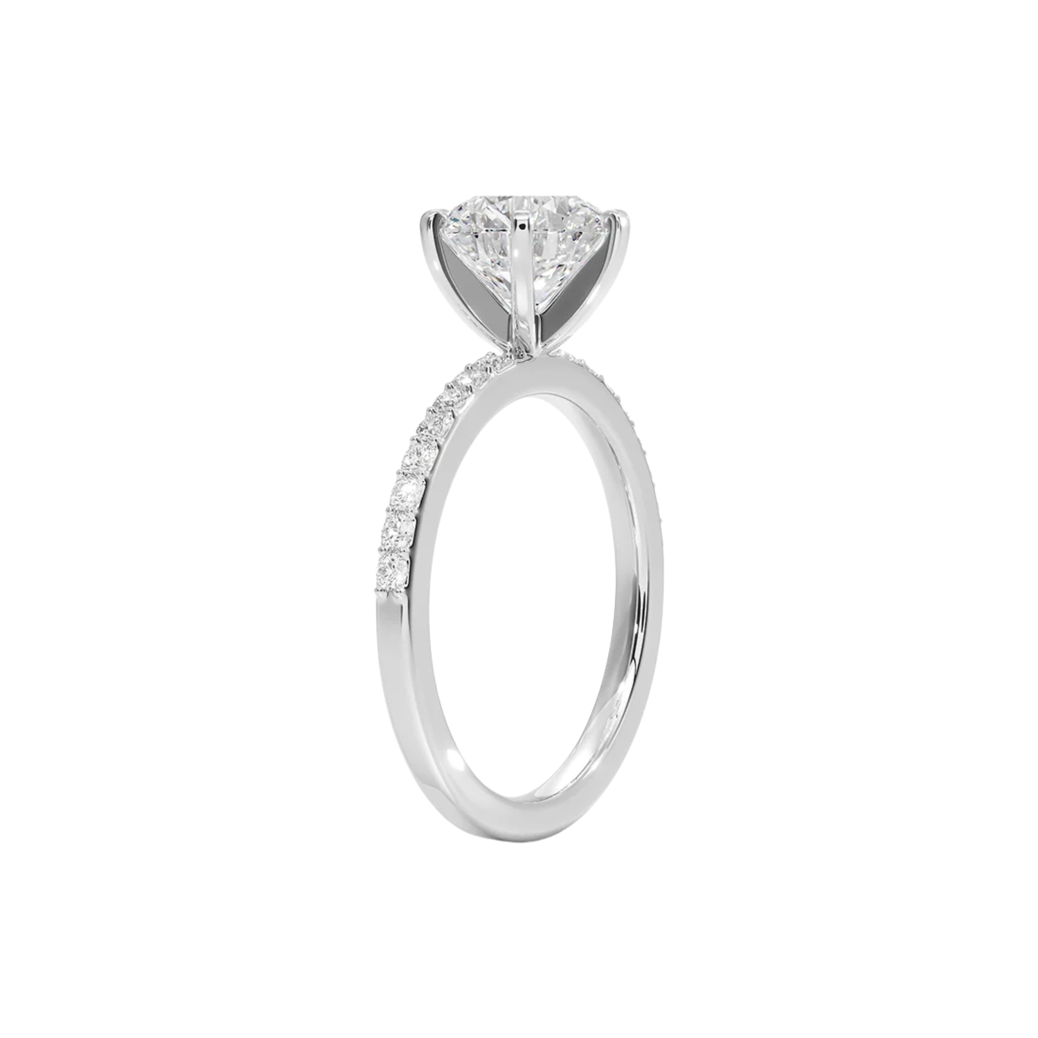 Aveline Round Shared Prong Solitaire Ring 18K White Gold - Best prices for jewelry and diamonds. The best jewelry to shop in Dubai and Abu Dhabi - Dubai Tourism. Best Shopping in Dubai Mall - Fashion Avenue, Mall of Emirates, Dubai, Palm Jumeirah and UAE. Hip-hop custom jewelry and manufacturer supplier - diamond and gold wholesaler. The best place to visit in Dubai during vacation. Richie Gold & Diamond is located in Dubai Gold Souk