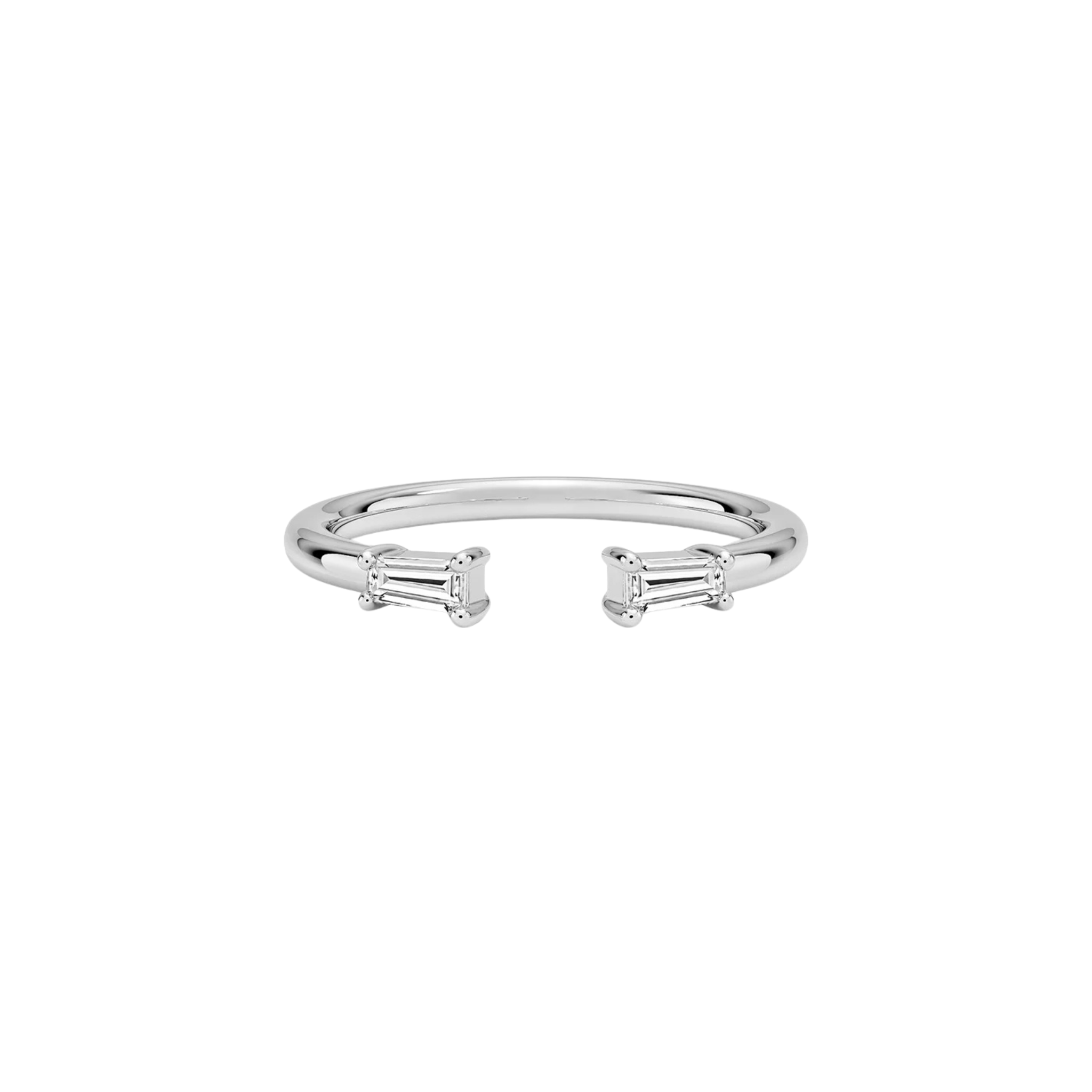 Saelen Open Tapered Baguette Ring 18K White Gold