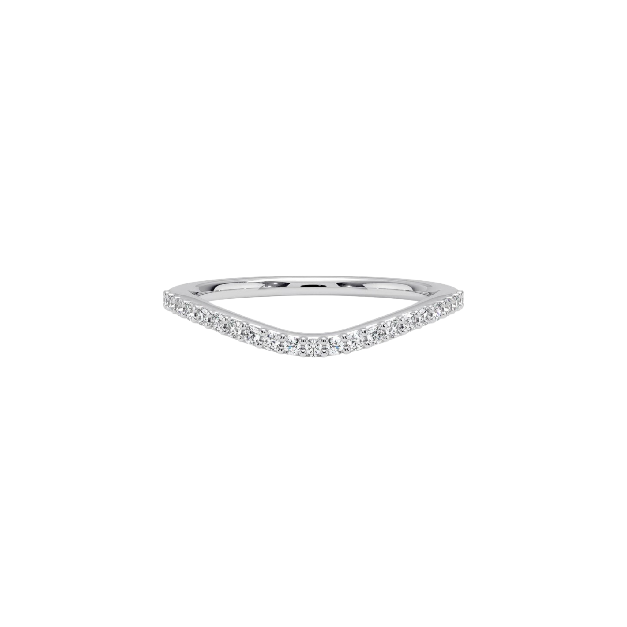 Verine Curved Diamond Band in 18K White Gold
