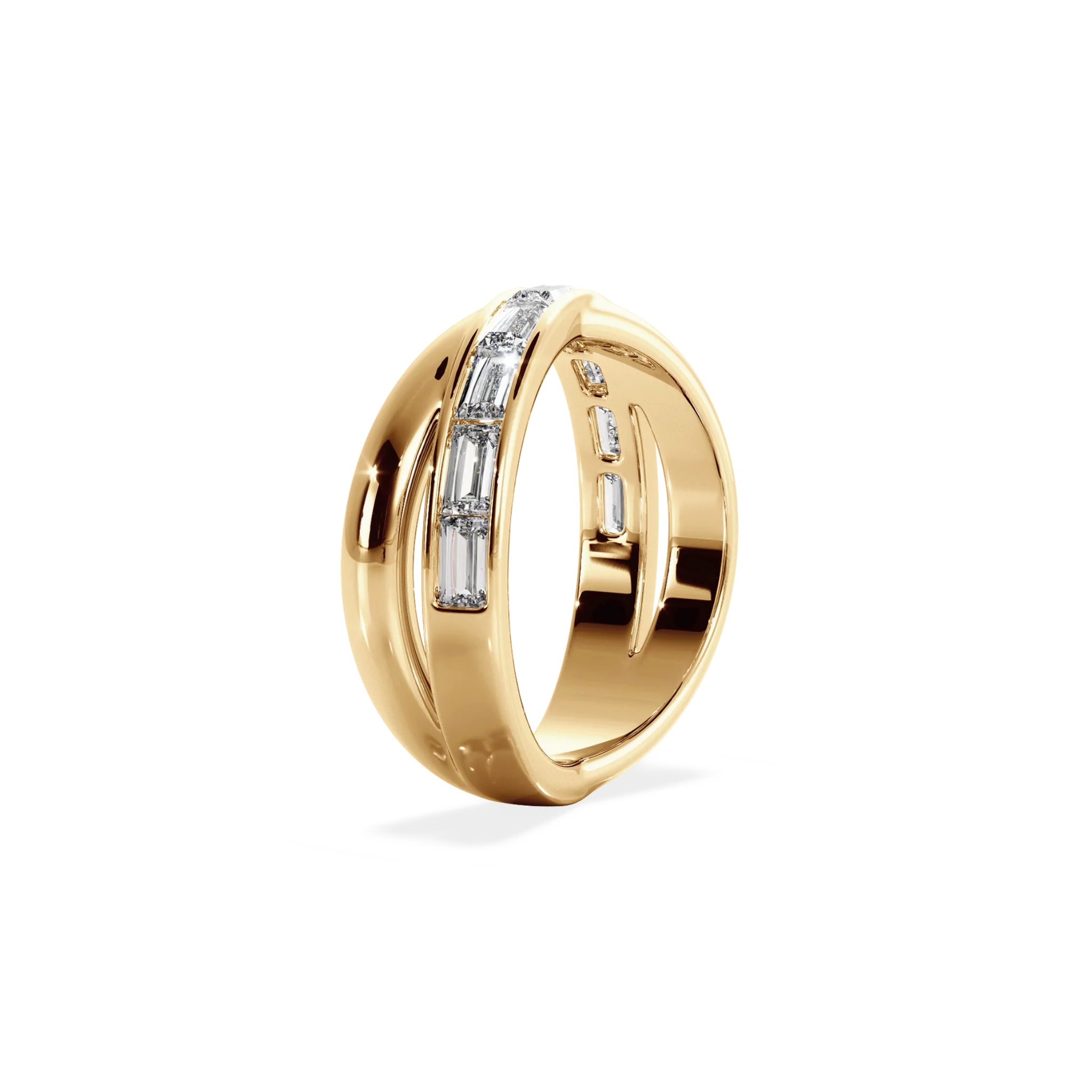 Ardelle Diamond Baguette X Band 18K Yellow Gold