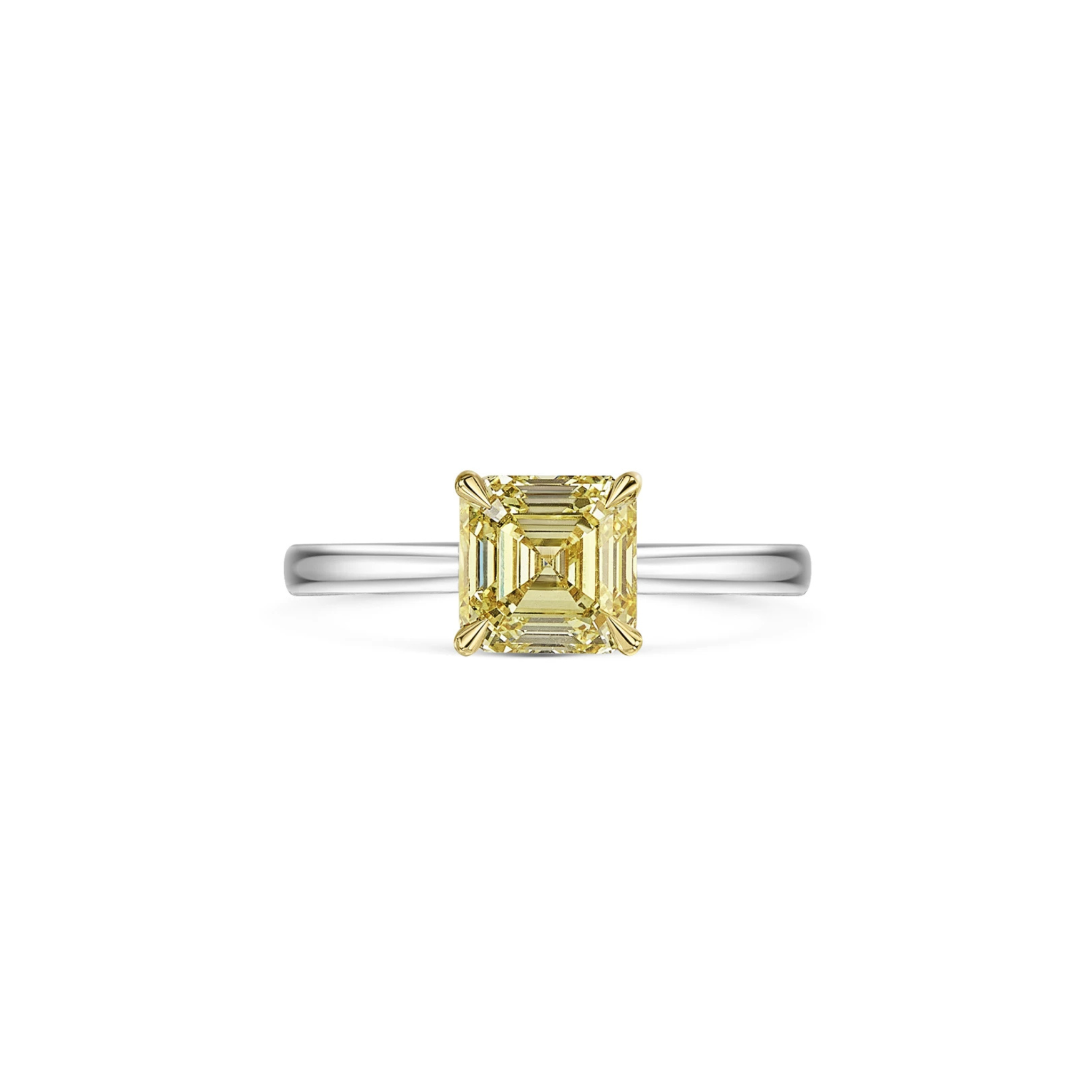 Lunessa Yellow Diamond Asscher-Cut Solitaire Ring 18K White Gold - Best prices for jewelry and diamonds. The best jewelry to shop in Dubai and Abu Dhabi - Dubai Tourism. Best Shopping in Dubai Mall - Fashion Avenue, Mall of Emirates, Dubai, Palm Jumeirah and UAE. Hip-hop custom jewelry and manufacturer supplier - diamond and gold wholesaler. The best place to visit in Dubai during vacation. Richie Gold & Diamond is located in Dubai Gold Souk