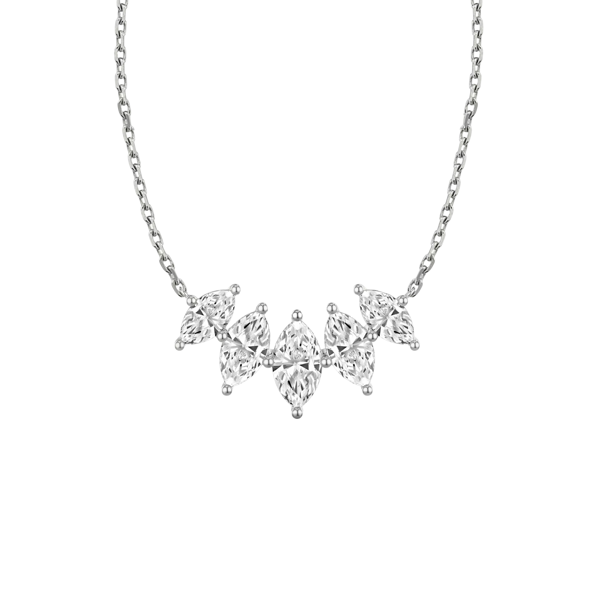 Rivière 5-Stone Marquise-Cut Diamond Pendant 18K White Gold