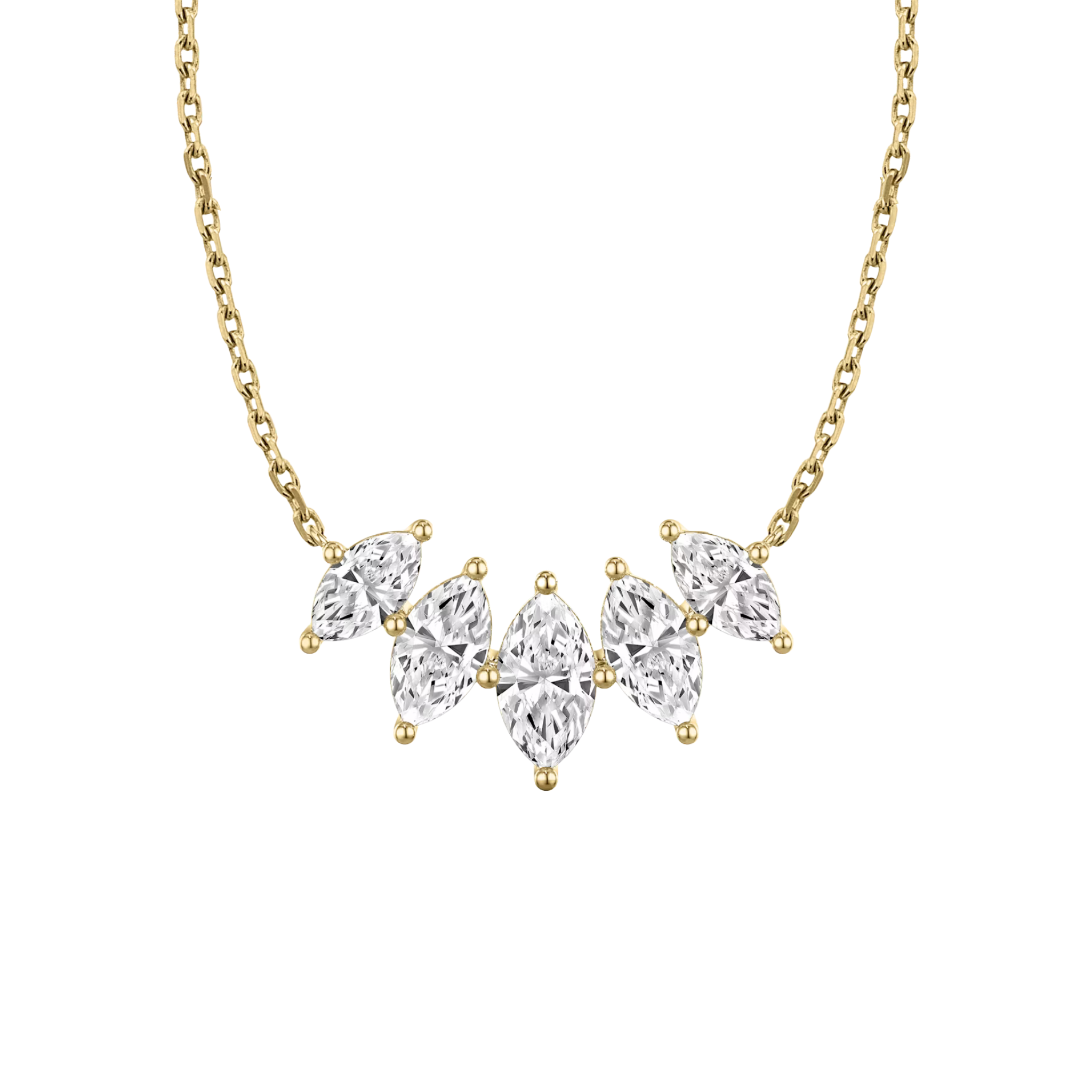 Rivière 5-Stone Marquise-Cut Diamond Pendant 18K White Gold