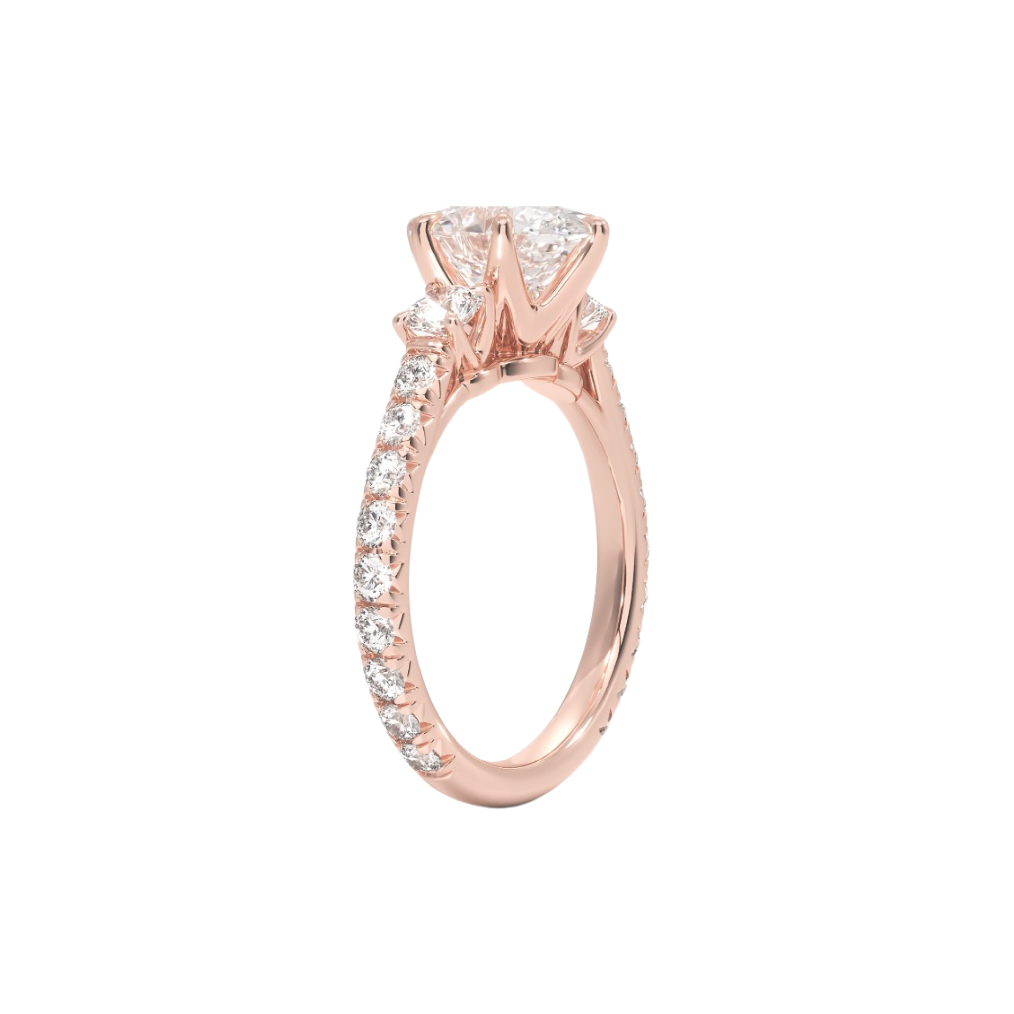 Alessia Oval Three-Stone Pavé Ring in 18K Rose Gold - Best prices for jewelry and diamonds. The best jewelry to shop in Dubai and Abu Dhabi - Dubai Tourism. Best Shopping in Dubai Mall - Fashion Avenue, Mall of Emirates, Dubai, Palm Jumeirah and UAE. Hip-hop custom jewelry and manufacturer supplier - diamond and gold wholesaler. The best place to visit in Dubai during vacation. Richie Gold & Diamond is located in Dubai Gold Souk