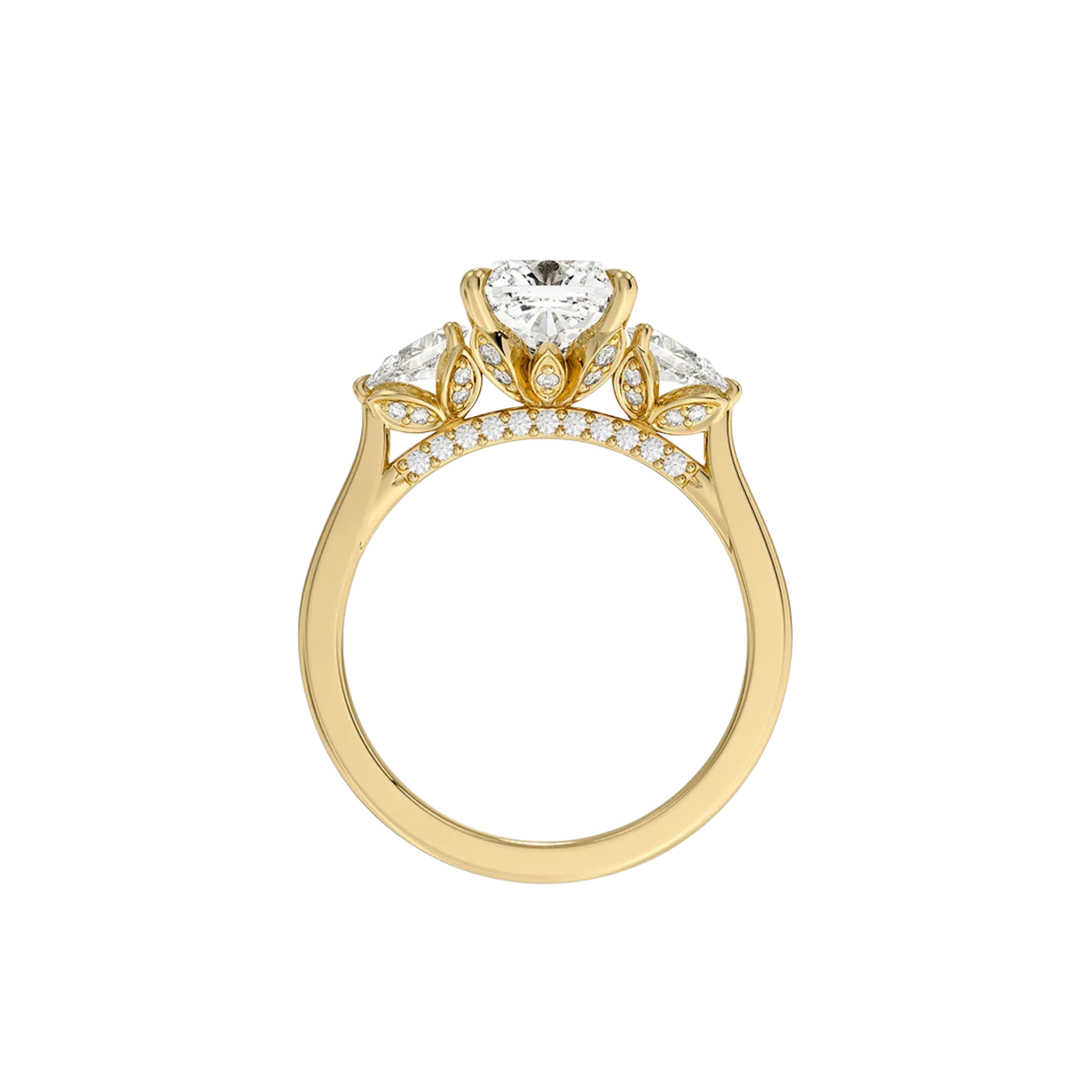 Alisette Cushion Three-Stone Ring 18K Gold - Best prices for jewelry and diamonds. The best jewelry to shop in Dubai and Abu Dhabi - Dubai Tourism. Best Shopping in Dubai Mall - Fashion Avenue, Mall of Emirates, Dubai, Palm Jumeirah and UAE. Hip-hop custom jewelry and manufacturer supplier - diamond and gold wholesaler. The best place to visit in Dubai during vacation. Richie Gold & Diamond is located in Dubai Gold Souk