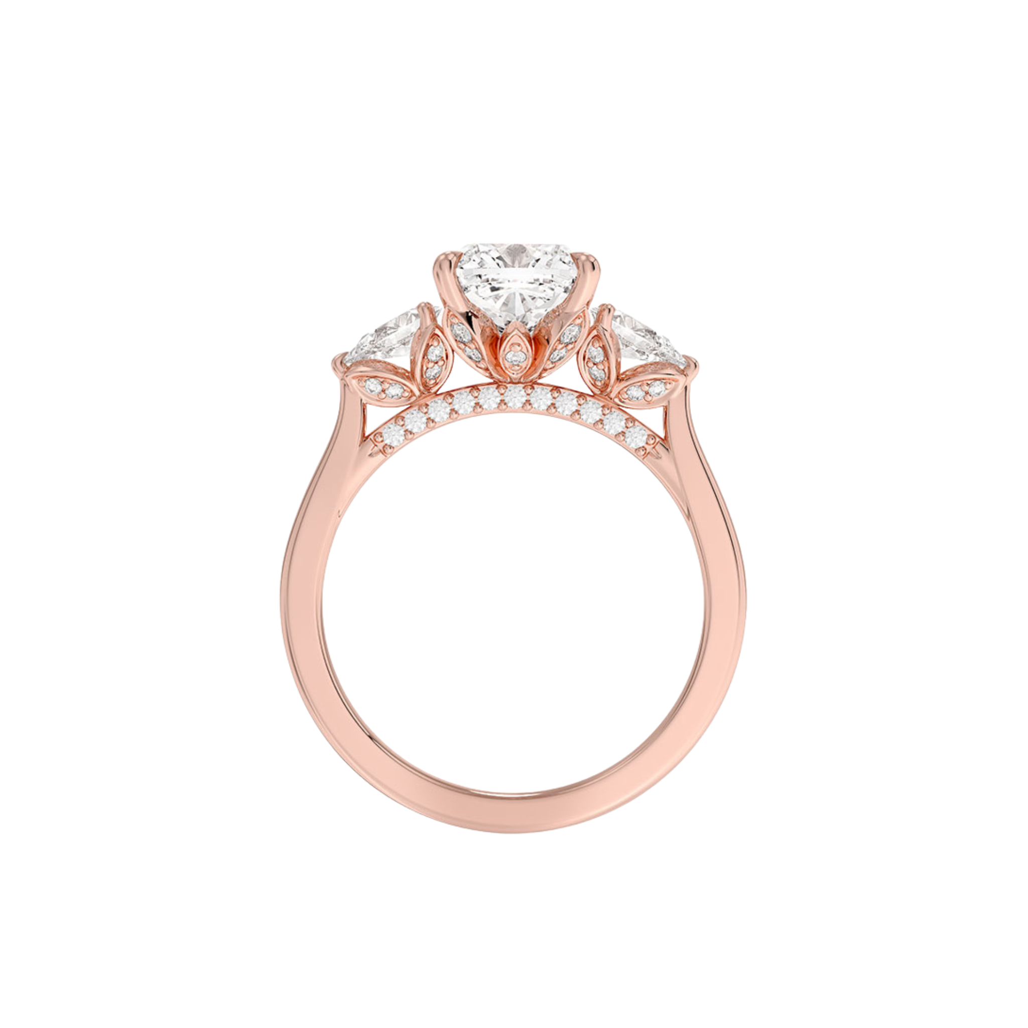 Alisette Cushion Three-Stone Ring 18K Rose Gold - Best prices for jewelry and diamonds. The best jewelry to shop in Dubai and Abu Dhabi - Dubai Tourism. Best Shopping in Dubai Mall - Fashion Avenue, Mall of Emirates, Dubai, Palm Jumeirah and UAE. Hip-hop custom jewelry and manufacturer supplier - diamond and gold wholesaler. The best place to visit in Dubai during vacation. Richie Gold & Diamond is located in Dubai Gold Souk