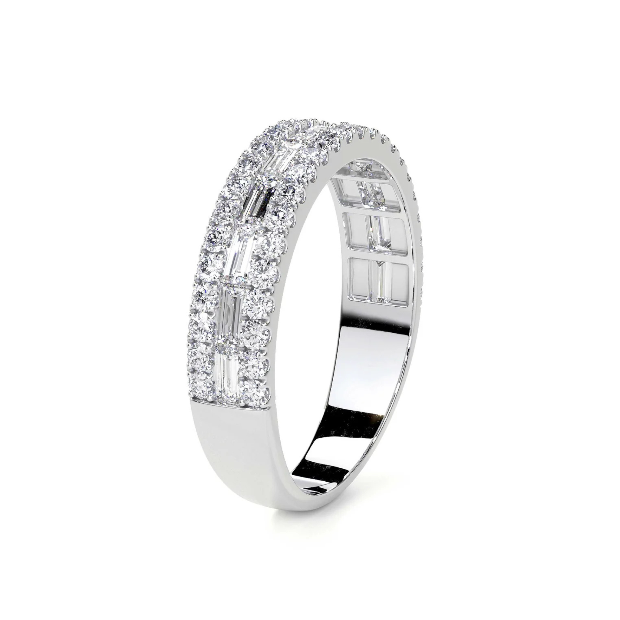 Amelise Baguette Celebration Diamond Band 18K White Gold - Natural Diamonds & Lab Grown Diamonds  - Best prices for jewelry and diamonds. The best jewelry to shop in Dubai and Abu Dhabi - Dubai Tourism. Best Shopping in Dubai Mall - Fashion Avenue, Mall of Emirates, Dubai, Palm Jumeirah and UAE. Hip-hop custom jewelry and manufacturer supplier - diamond and gold wholesaler. The best place to visit in Dubai during vacation. Richie Gold & Diamond is located in Dubai Gold Souk