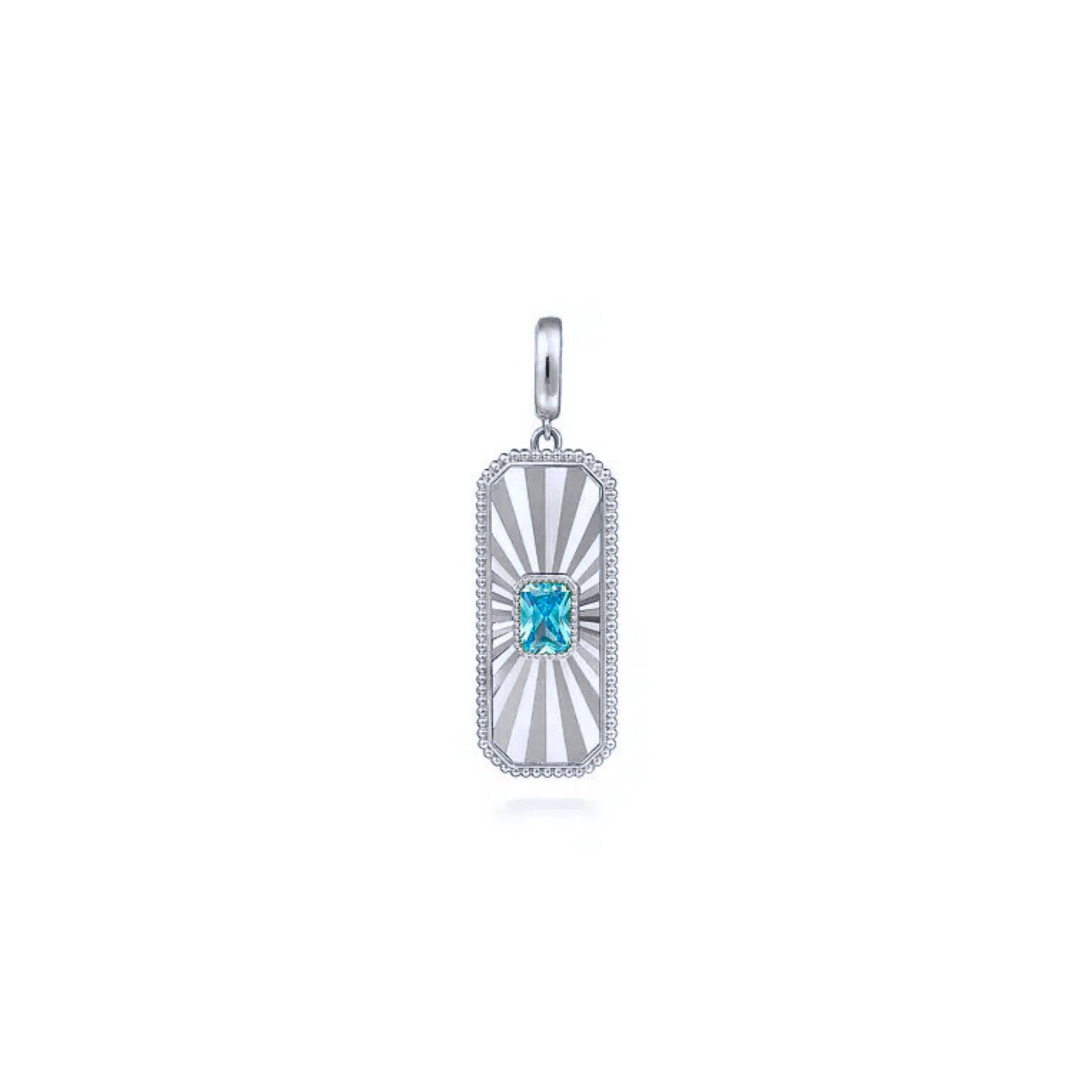 Aurenne London Blue Topaz Radiance Charm 18K White Gold - Natural Diamonds & Lab Grown Diamonds  - Aarna - Canadian Jewelry Brand - Canadian Online Jewelry