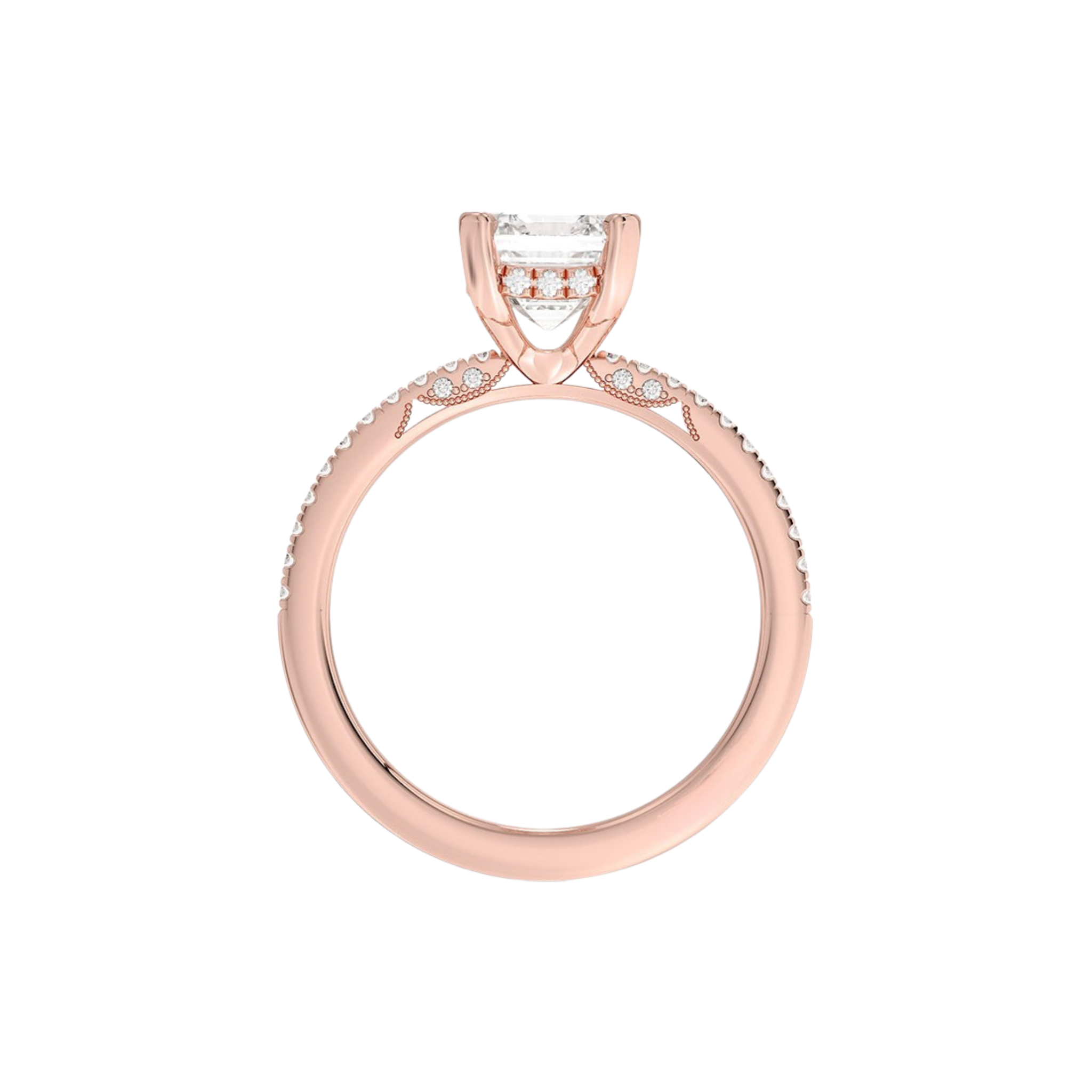 Aurethia Emerald Cut Hidden Halo Ring 18K Rose Gold - Best prices for jewelry and diamonds. The best jewelry to shop in Dubai and Abu Dhabi - Dubai Tourism. Best Shopping in Dubai Mall - Fashion Avenue, Mall of Emirates, Dubai, Palm Jumeirah and UAE. Hip-hop custom jewelry and manufacturer supplier - diamond and gold wholesaler. The best place to visit in Dubai during vacation. Richie Gold & Diamond is located in Dubai Gold Souk