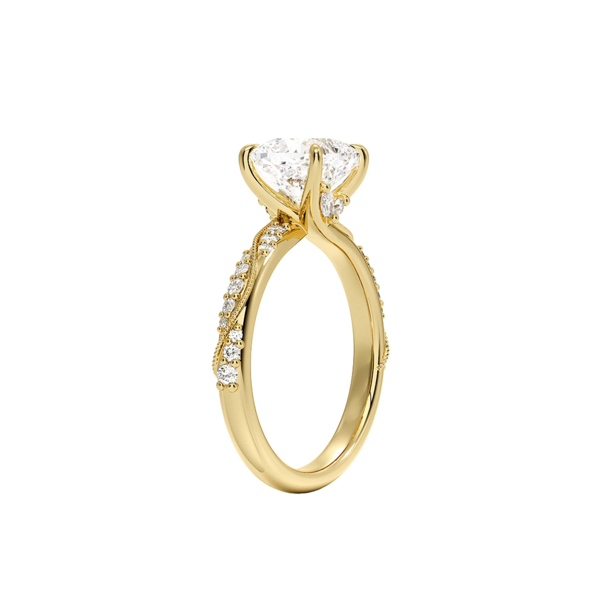 Aurevelle Cushion Cut Twirl Pavé Ring in 18K Gold - Best prices for jewelry and diamonds. The best jewelry to shop in Dubai and Abu Dhabi - Dubai Tourism. Best Shopping in Dubai Mall - Fashion Avenue, Mall of Emirates, Dubai, Palm Jumeirah and UAE. Hip-hop custom jewelry and manufacturer supplier - diamond and gold wholesaler. The best place to visit in Dubai during vacation. Richie Gold & Diamond is located in Dubai Gold Souk