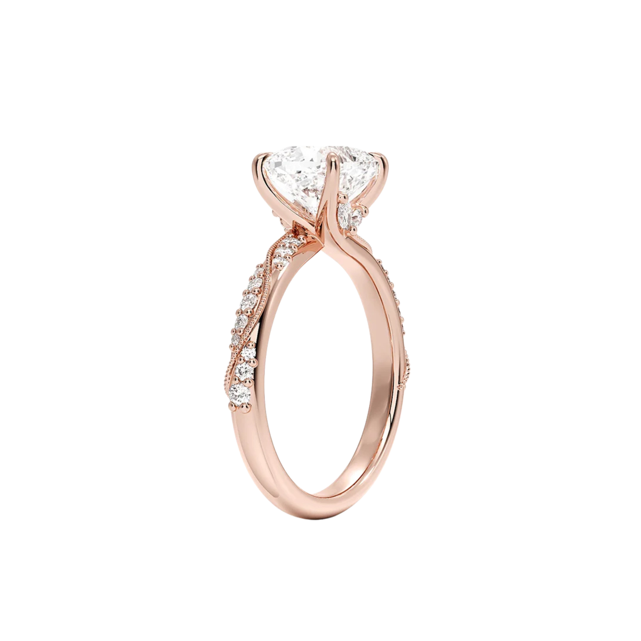 Aurevelle Cushion Cut Twirl Pavé Ring in 18K Rose Gold - Best prices for jewelry and diamonds. The best jewelry to shop in Dubai and Abu Dhabi - Dubai Tourism. Best Shopping in Dubai Mall - Fashion Avenue, Mall of Emirates, Dubai, Palm Jumeirah and UAE. Hip-hop custom jewelry and manufacturer supplier - diamond and gold wholesaler. The best place to visit in Dubai during vacation. Richie Gold & Diamond is located in Dubai Gold Souk
