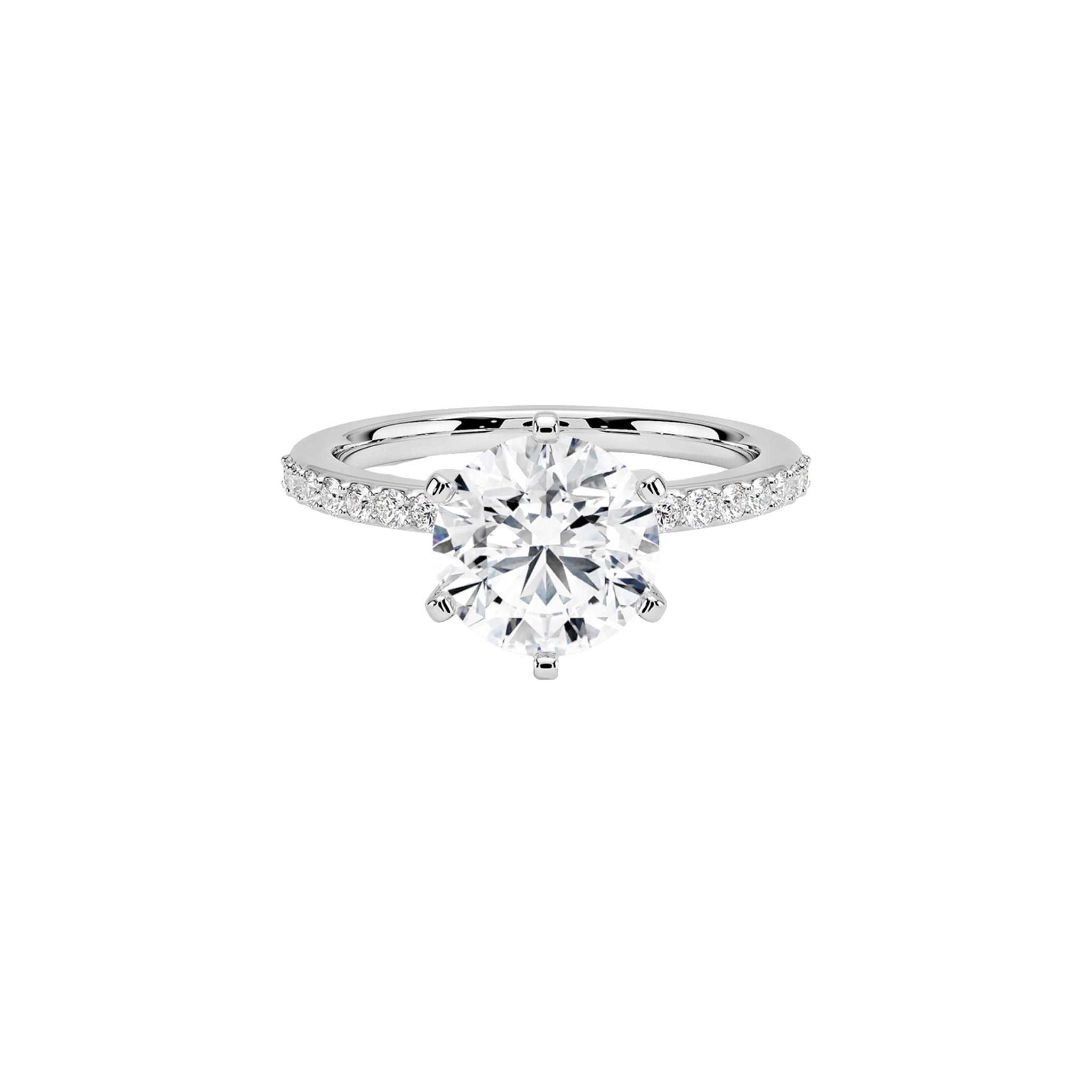 Aveline Round Shared Prong Solitaire Ring 18K White Gold - Best prices for jewelry and diamonds. The best jewelry to shop in Dubai and Abu Dhabi - Dubai Tourism. Best Shopping in Dubai Mall - Fashion Avenue, Mall of Emirates, Dubai, Palm Jumeirah and UAE. Hip-hop custom jewelry and manufacturer supplier - diamond and gold wholesaler. The best place to visit in Dubai during vacation. Richie Gold & Diamond is located in Dubai Gold Souk