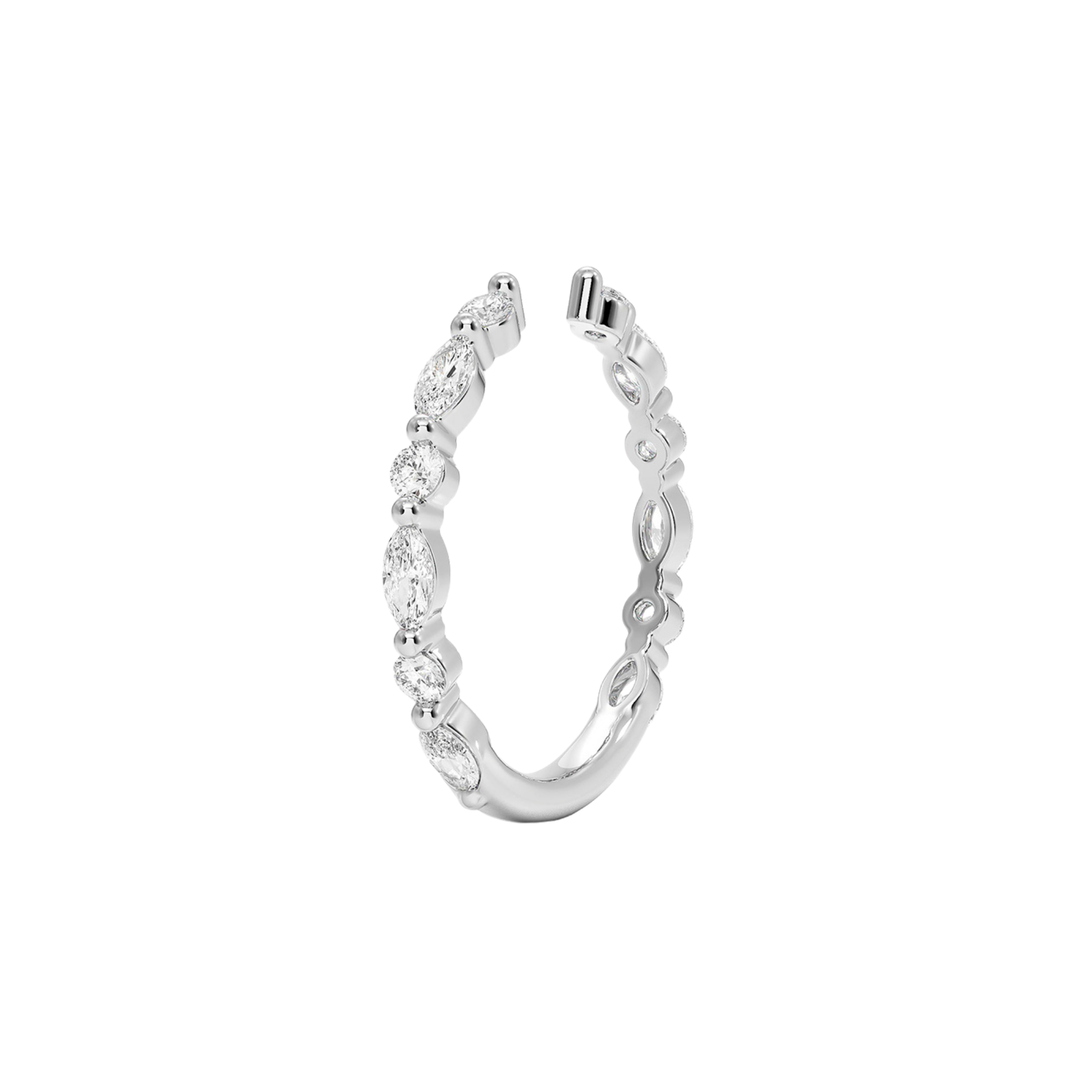 Avenne Open Diamond Band in 18K White Gold - Natural diamond and lab grown diamond engagement rings and wedding bands at unbeatable prices. Best bridal jewelry collections in Dubai and Abu Dhabi, featuring custom-made rings, timeless solitaires, and luxury wedding sets. Richie Gold & Diamond in the heart of Dubai Gold Souk — your trusted destination for engagement rings, wedding bands, and fine jewelry in the UAE, Dubai Mall, Fashion Avenue, Mall of the Emirates, and Palm Jumeirah.