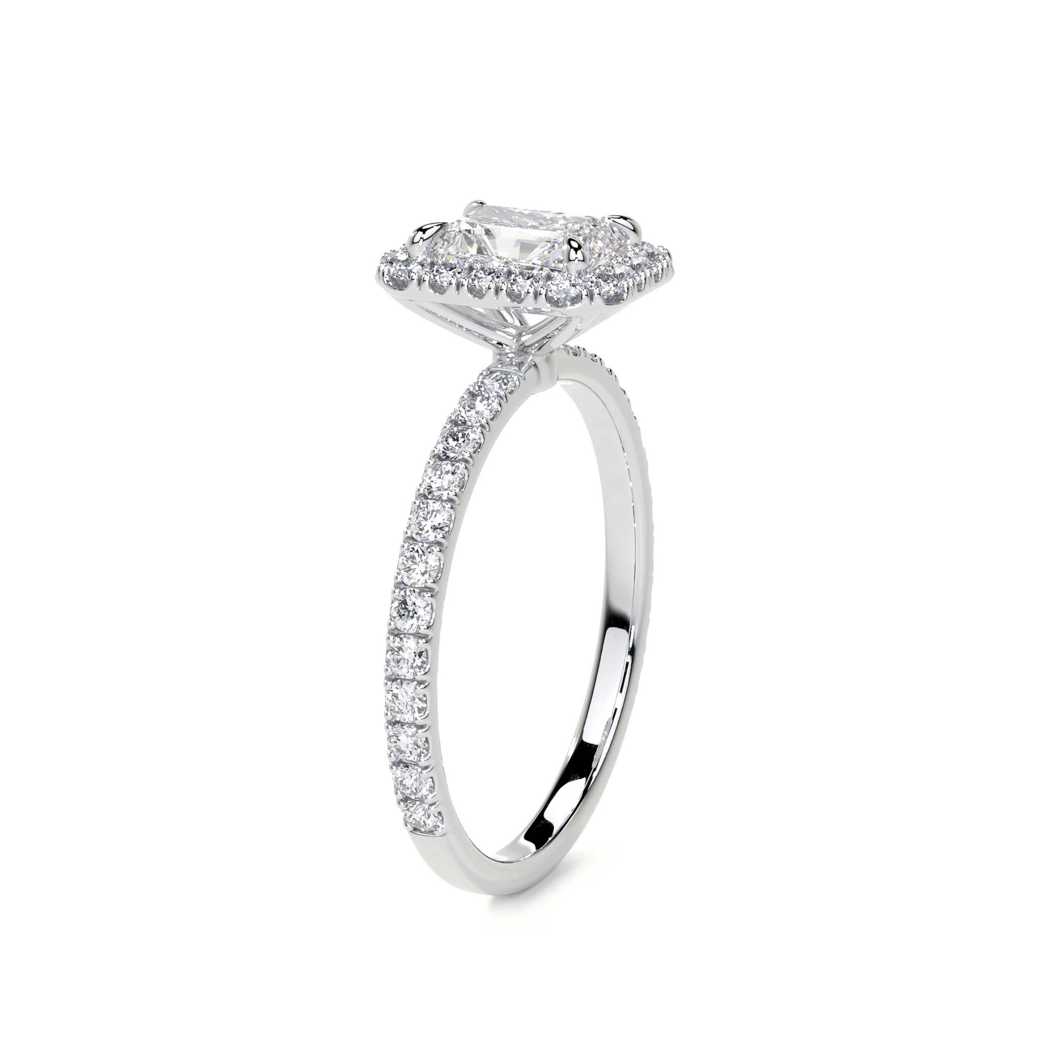 Céline Radiant-Cut Diamond Halo Engagement Ring 18K White Gold  - Natural Diamonds & Lab Grown Diamonds  - Best prices for jewelry and diamonds. The best jewelry to shop in Dubai and Abu Dhabi - Dubai Tourism. Best Shopping in Dubai Mall - Fashion Avenue, Mall of Emirates, Dubai, Palm Jumeirah and UAE. Hip-hop custom jewelry and manufacturer supplier - diamond and gold wholesaler. The best place to visit in Dubai during vacation. Richie Gold & Diamond is located in Dubai Gold Souk