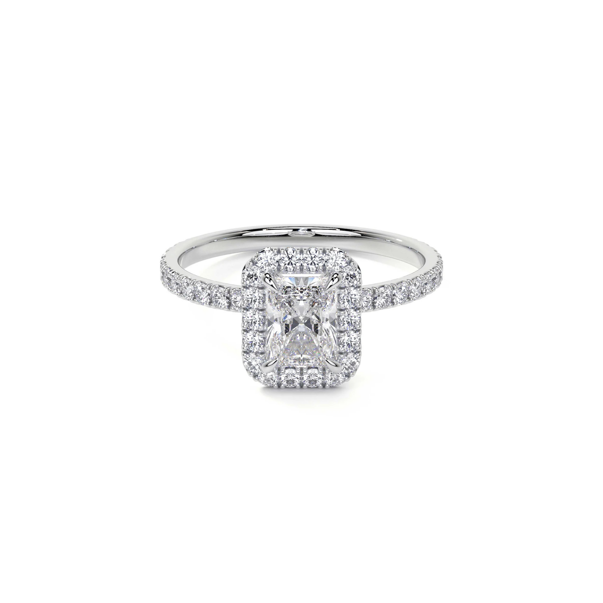 Céline Radiant-Cut Diamond Halo Engagement Ring 18K White Gold  - Natural Diamonds & Lab Grown Diamonds  - Best prices for jewelry and diamonds. The best jewelry to shop in Dubai and Abu Dhabi - Dubai Tourism. Best Shopping in Dubai Mall - Fashion Avenue, Mall of Emirates, Dubai, Palm Jumeirah and UAE. Hip-hop custom jewelry and manufacturer supplier - diamond and gold wholesaler. The best place to visit in Dubai during vacation. Richie Gold & Diamond is located in Dubai Gold Souk