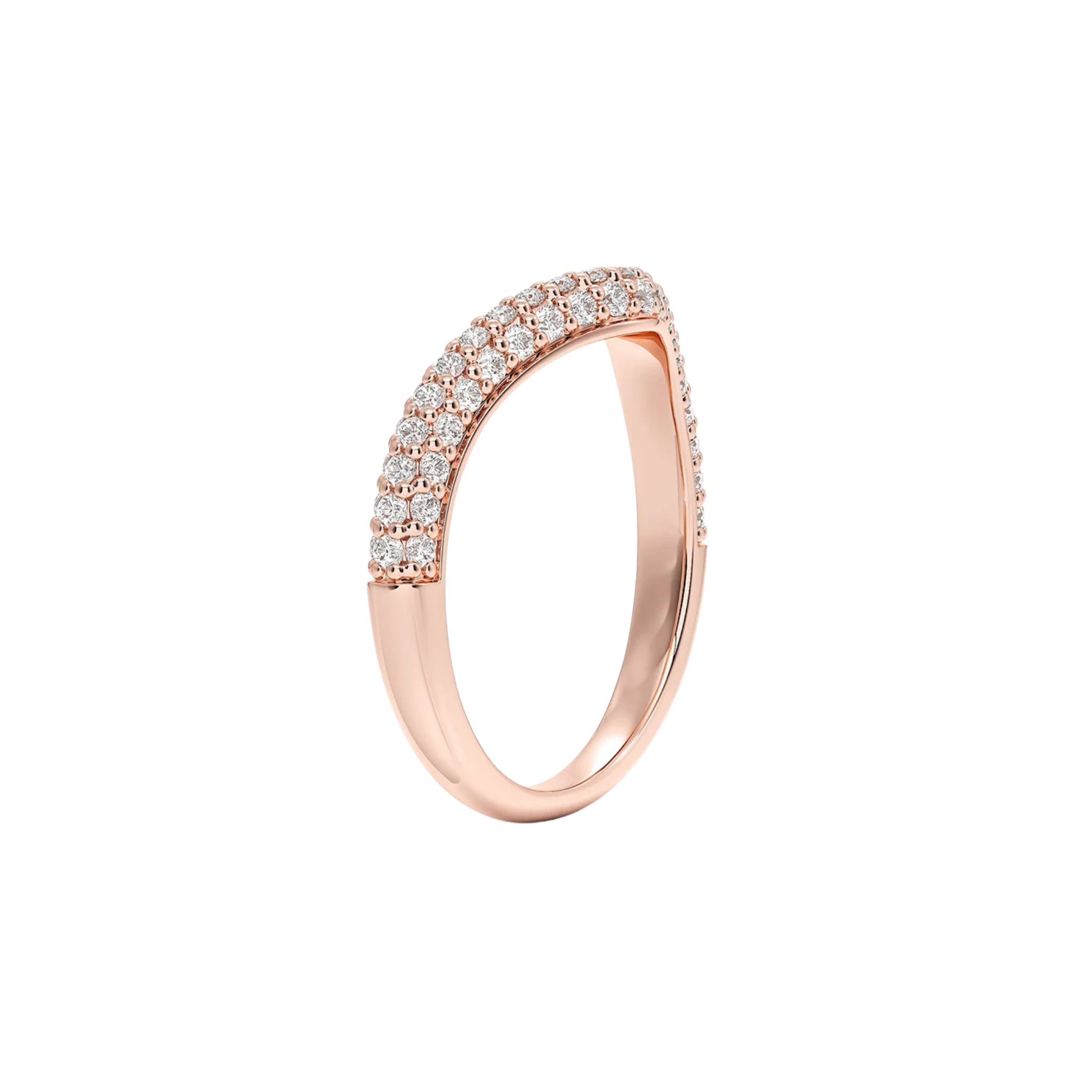 Caelith Pavé V Diamond Band in 18K Rose Gold - Natural diamond and lab grown diamond engagement rings and wedding bands at unbeatable prices. Best bridal jewelry collections in Dubai and Abu Dhabi, featuring custom-made rings, timeless solitaires, and luxury wedding sets. Richie Gold & Diamond in the heart of Dubai Gold Souk — your trusted destination for engagement rings, wedding bands, and fine jewelry in the UAE, Dubai Mall, Fashion Avenue, Mall of the Emirates, and Palm Jumeirah.