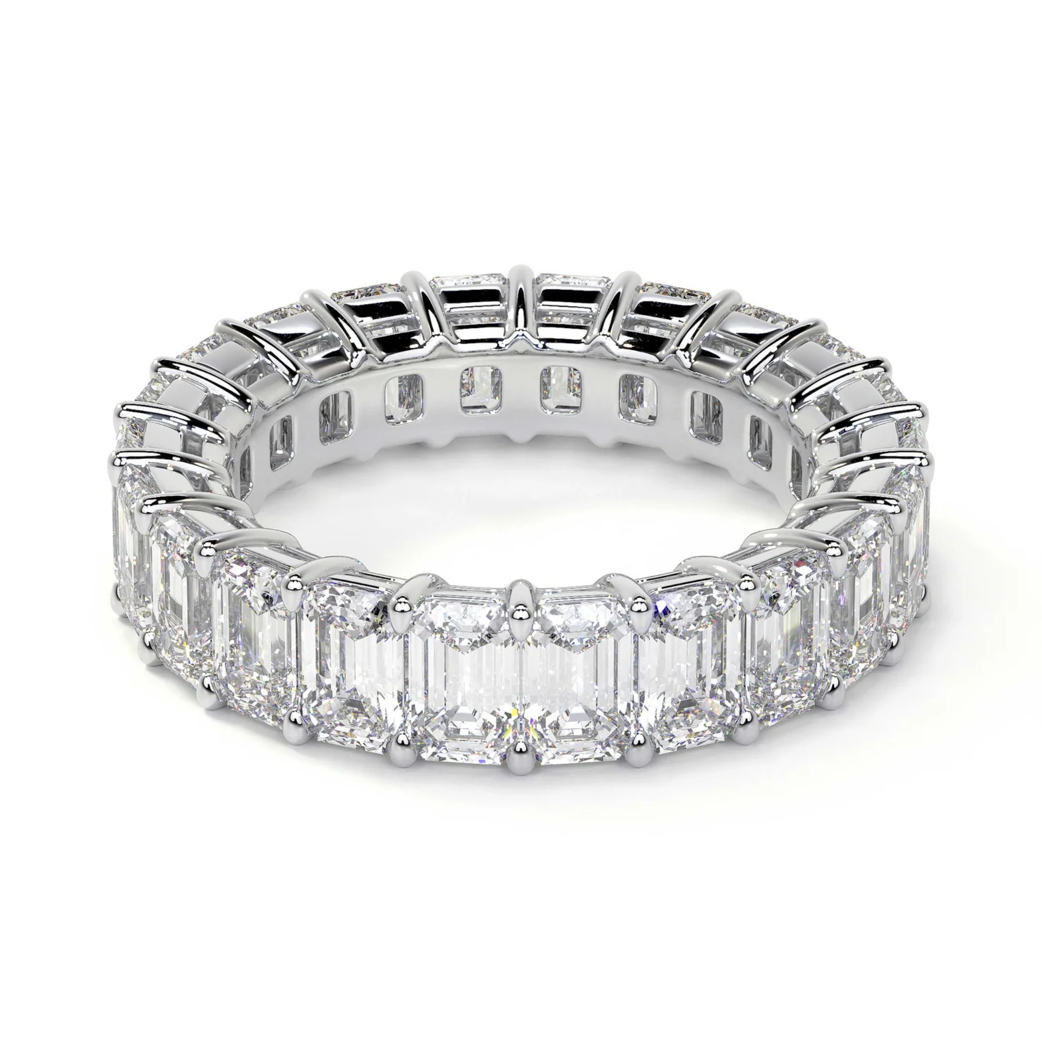 Calendra Emerald-Cut Diamond Eternity Band 18K White Gold - Natural Diamonds & Lab Grown Diamonds  - Best prices for jewelry and diamonds. The best jewelry to shop in Dubai and Abu Dhabi - Dubai Tourism. Best Shopping in Dubai Mall - Fashion Avenue, Mall of Emirates, Dubai, Palm Jumeirah and UAE. Hip-hop custom jewelry and manufacturer supplier - diamond and gold wholesaler. The best place to visit in Dubai during vacation. Richie Gold & Diamond is located in Dubai Gold Souk