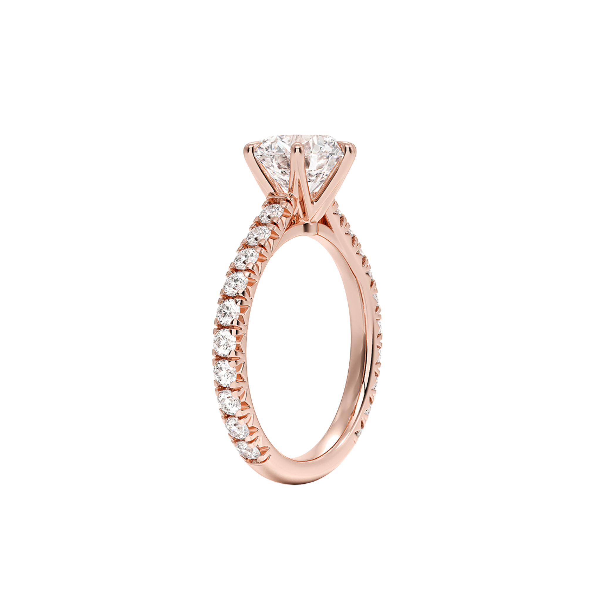 Callidora Three-Quarter Pavé Solitaire Ring in 18K Rose Gold - Best prices for jewelry and diamonds. The best jewelry to shop in Dubai and Abu Dhabi - Dubai Tourism. Best Shopping in Dubai Mall - Fashion Avenue, Mall of Emirates, Dubai, Palm Jumeirah and UAE. Hip-hop custom jewelry and manufacturer supplier - diamond and gold wholesaler. The best place to visit in Dubai during vacation. Richie Gold & Diamond is located in Dubai Gold Souk