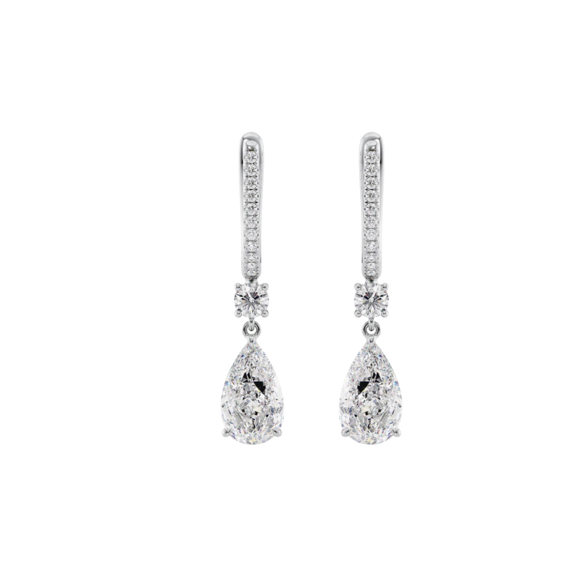 Celestia Pear-Cut Diamond Drop Earrings 18K White Gold - Natural Diamonds & Lab Grown Diamonds - Best prices for jewelry and diamonds. The best jewelry to shop in Dubai and Abu Dhabi - Dubai Tourism. Best Shopping in Dubai Mall - Fashion Avenue, Mall of Emirates, Dubai, Palm Jumeirah and UAE. Hip-hop custom jewelry and manufacturer supplier - diamond and gold wholesaler. The best place to visit in Dubai during vacation. Richie Gold & Diamond is located in Dubai Gold Souk