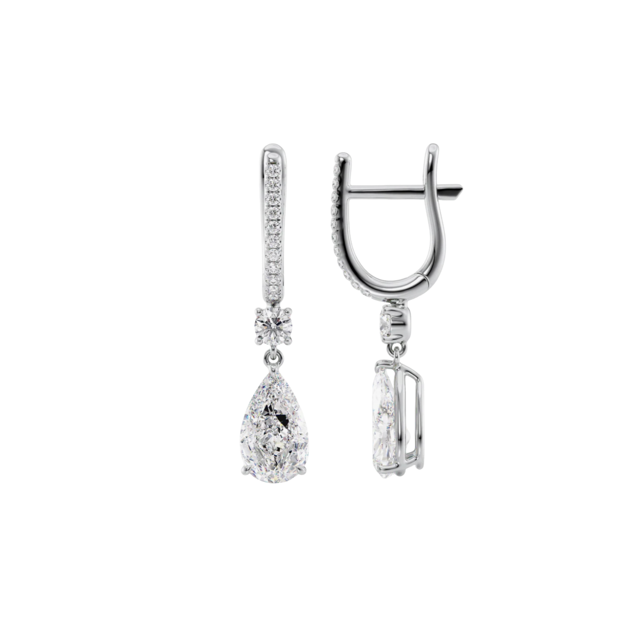 Celestia Pear-Cut Diamond Drop Earrings 18K White Gold - Natural Diamonds & Lab Grown Diamonds - Best prices for jewelry and diamonds. The best jewelry to shop in Dubai and Abu Dhabi - Dubai Tourism. Best Shopping in Dubai Mall - Fashion Avenue, Mall of Emirates, Dubai, Palm Jumeirah and UAE. Hip-hop custom jewelry and manufacturer supplier - diamond and gold wholesaler. The best place to visit in Dubai during vacation. Richie Gold & Diamond is located in Dubai Gold Souk