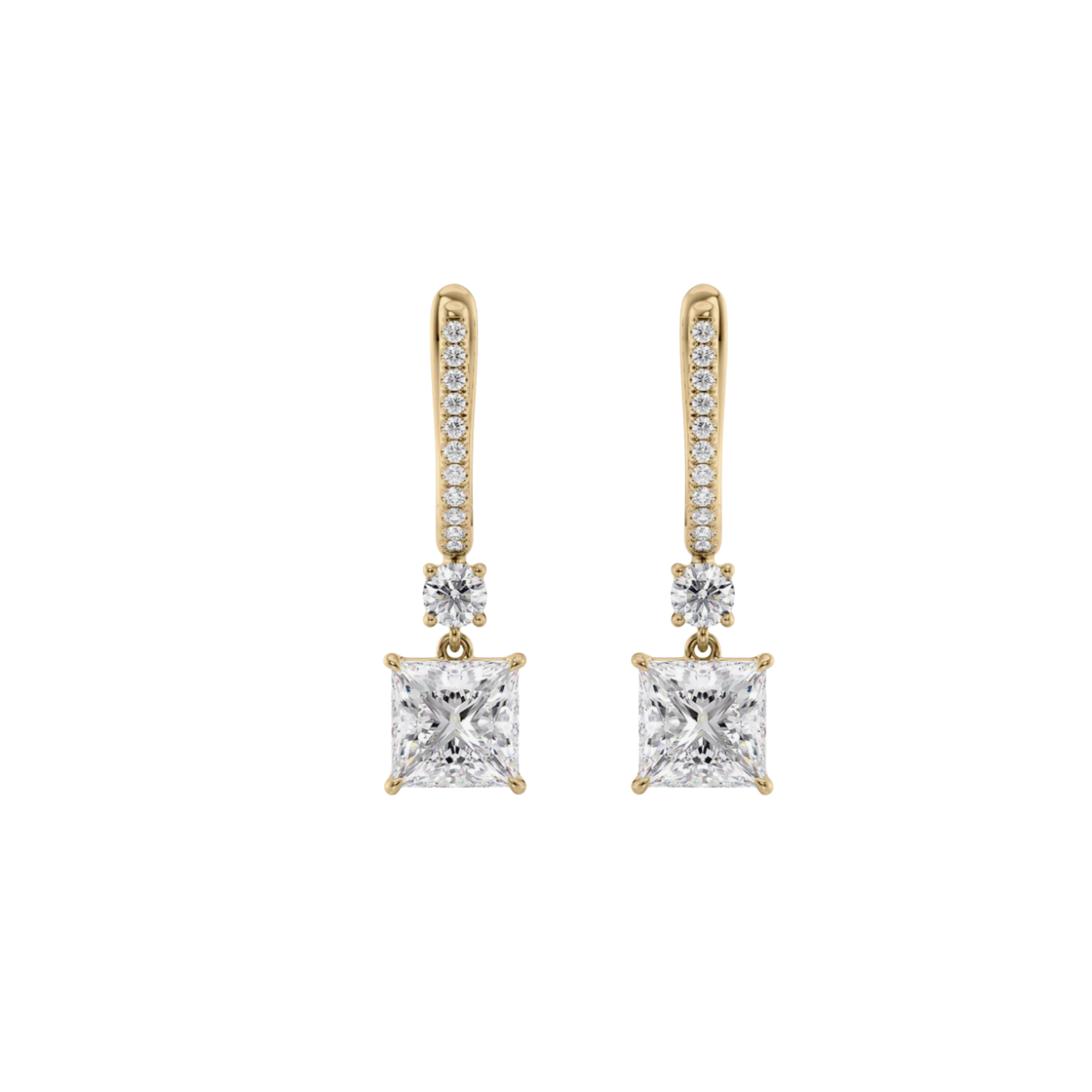 Celestia Princess-Cut Diamond Drop Earrings 18K Gold - Natural Diamonds & Lab Grown Diamonds - Best prices for jewelry and diamonds. The best jewelry to shop in Dubai and Abu Dhabi - Dubai Tourism. Best Shopping in Dubai Mall - Fashion Avenue, Mall of Emirates, Dubai, Palm Jumeirah and UAE. Hip-hop custom jewelry and manufacturer supplier - diamond and gold wholesaler. The best place to visit in Dubai during vacation. Richie Gold & Diamond is located in Dubai Gold Souk