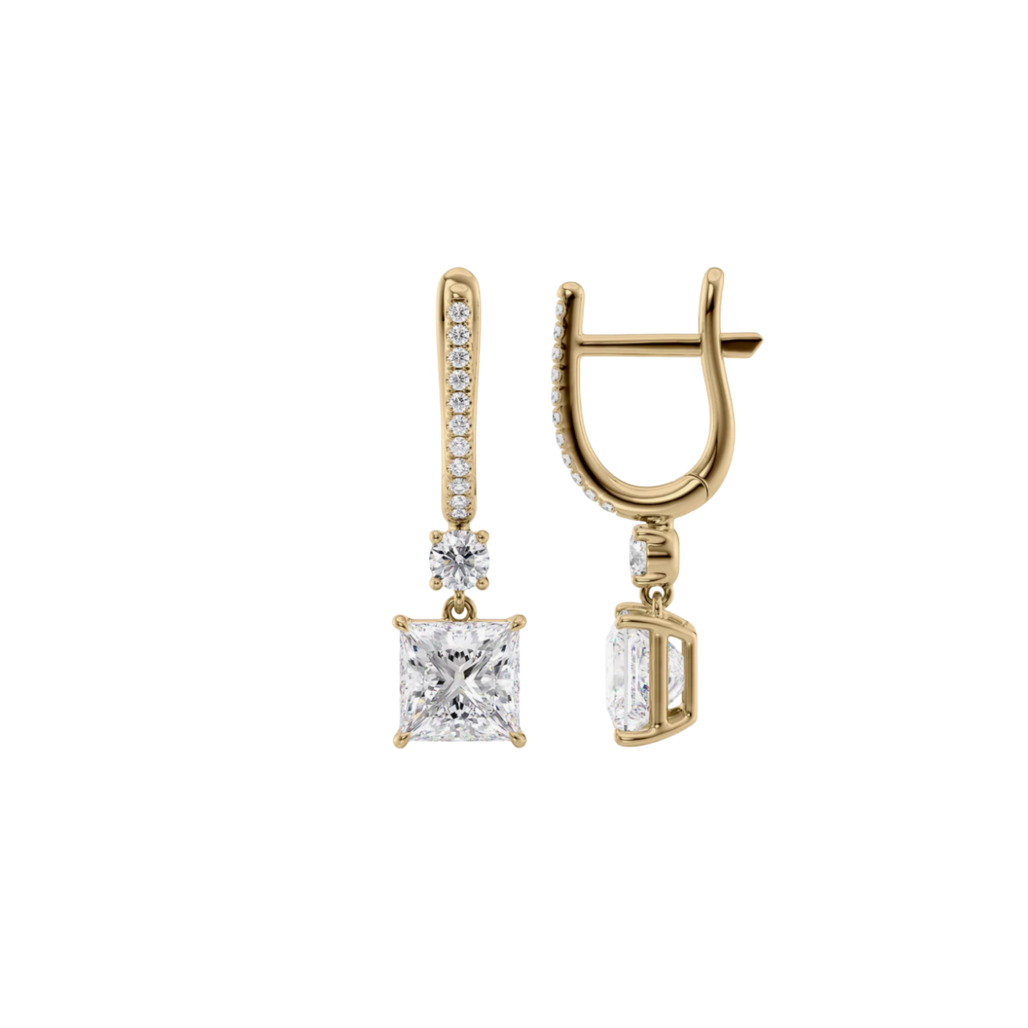 Celestia Princess-Cut Diamond Drop Earrings 18K Gold - Natural Diamonds & Lab Grown Diamonds - Best prices for jewelry and diamonds. The best jewelry to shop in Dubai and Abu Dhabi - Dubai Tourism. Best Shopping in Dubai Mall - Fashion Avenue, Mall of Emirates, Dubai, Palm Jumeirah and UAE. Hip-hop custom jewelry and manufacturer supplier - diamond and gold wholesaler. The best place to visit in Dubai during vacation. Richie Gold & Diamond is located in Dubai Gold Souk