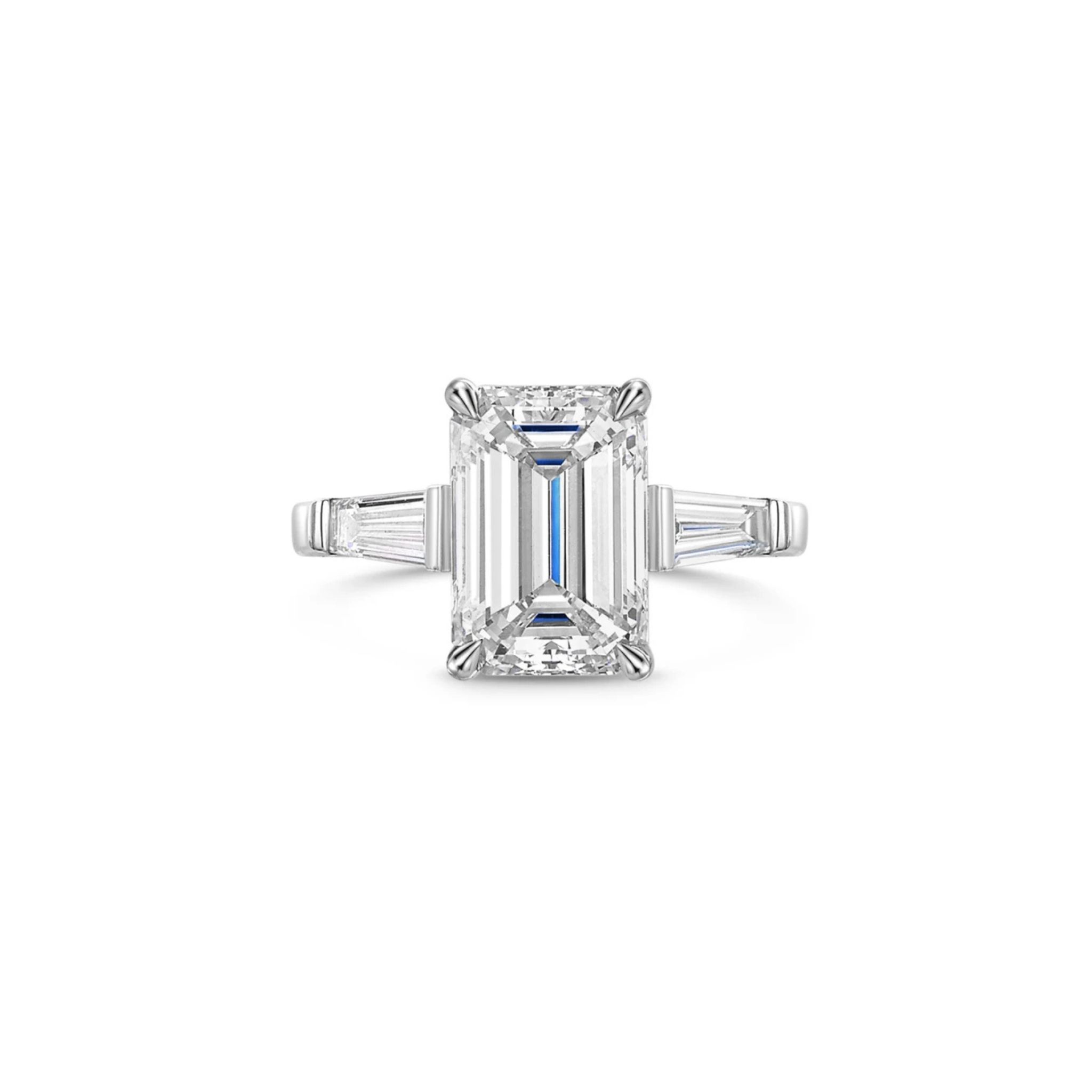 Celestine Emerald-Cut Tapered Baguette Ring 18K White Gold - Best prices for jewelry and diamonds. The best jewelry to shop in Dubai and Abu Dhabi - Dubai Tourism. Best Shopping in Dubai Mall - Fashion Avenue, Mall of Emirates, Dubai, Palm Jumeirah and UAE. Hip-hop custom jewelry and manufacturer supplier - diamond and gold wholesaler. The best place to visit in Dubai during vacation. Richie Gold & Diamond is located in Dubai Gold Souk