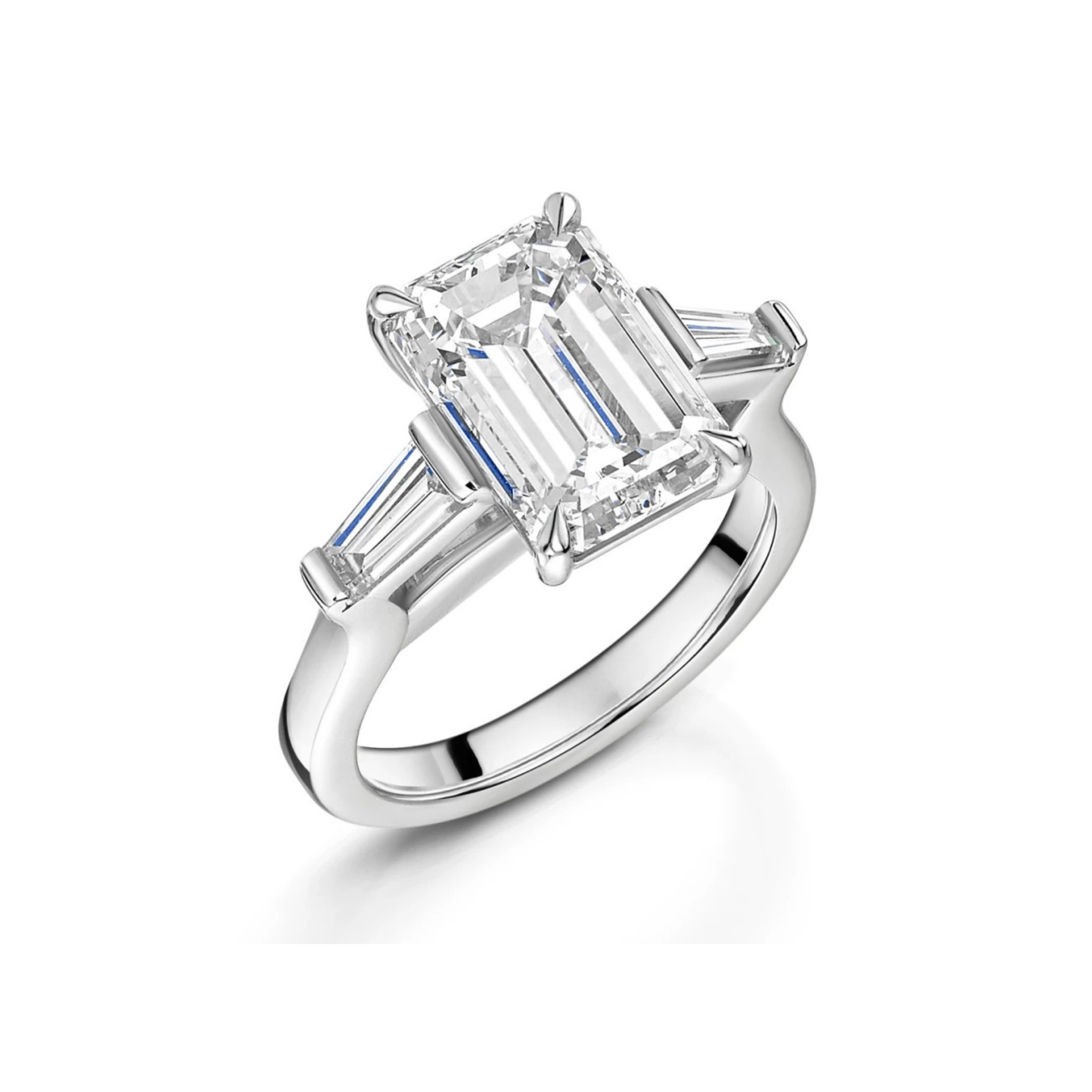 Celestine Emerald-Cut Tapered Baguette Ring 18K White Gold - Best prices for jewelry and diamonds. The best jewelry to shop in Dubai and Abu Dhabi - Dubai Tourism. Best Shopping in Dubai Mall - Fashion Avenue, Mall of Emirates, Dubai, Palm Jumeirah and UAE. Hip-hop custom jewelry and manufacturer supplier - diamond and gold wholesaler. The best place to visit in Dubai during vacation. Richie Gold & Diamond is located in Dubai Gold Souk