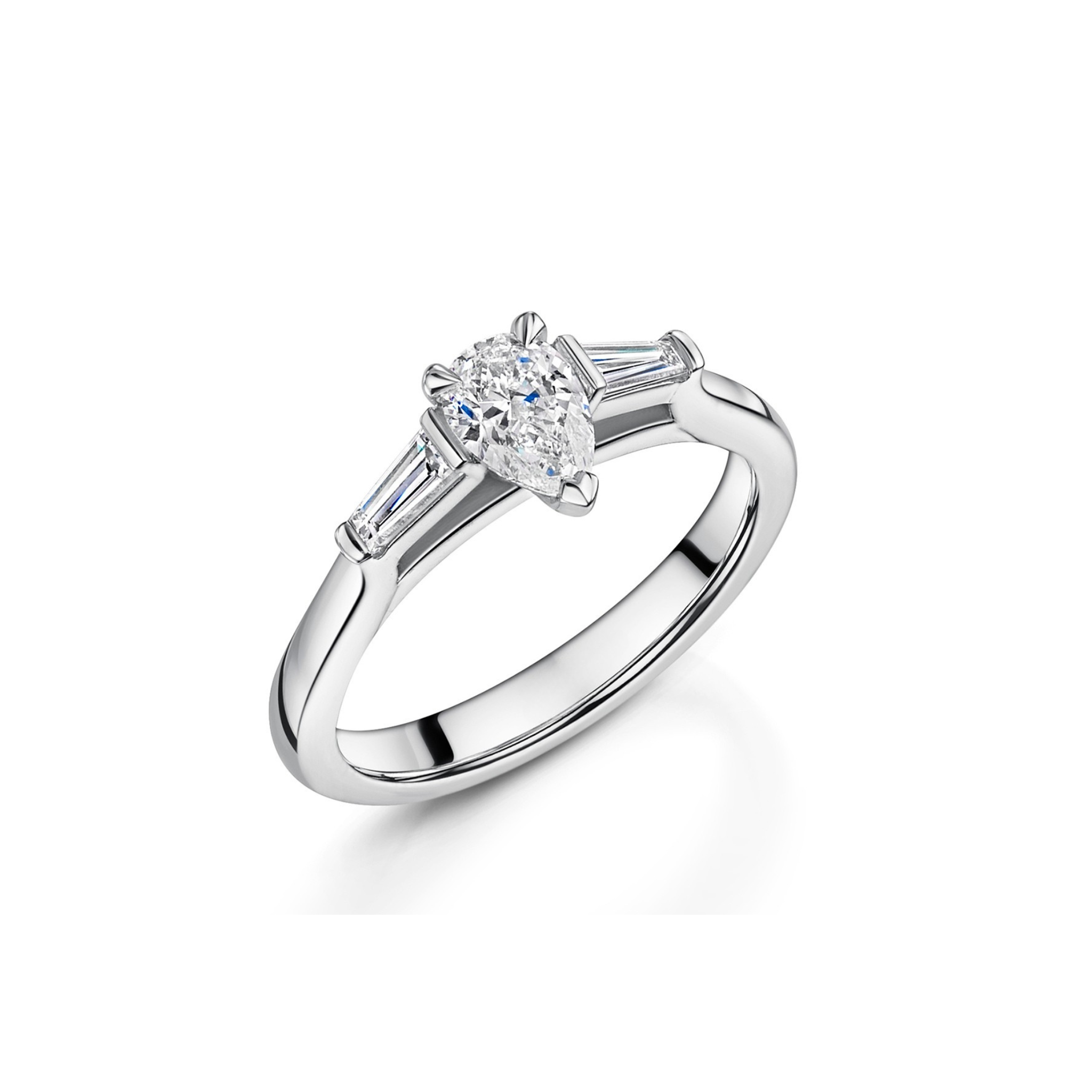 Celestine Pear-Cut Tapered Baguette Ring 18K White Gold - Best prices for jewelry and diamonds. The best jewelry to shop in Dubai and Abu Dhabi - Dubai Tourism. Best Shopping in Dubai Mall - Fashion Avenue, Mall of Emirates, Dubai, Palm Jumeirah and UAE. Hip-hop custom jewelry and manufacturer supplier - diamond and gold wholesaler. The best place to visit in Dubai during vacation. Richie Gold & Diamond is located in Dubai Gold Souk