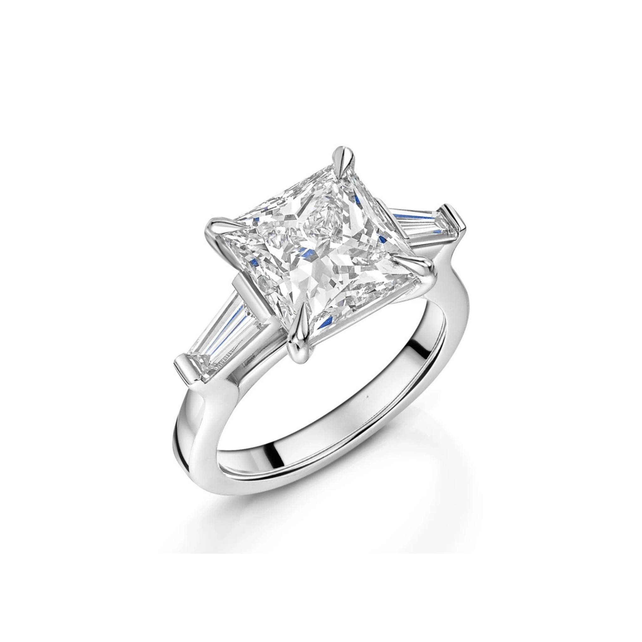 Celestine Princess-Cut Tapered Baguette Ring 18K White Gold - Best prices for jewelry and diamonds. The best jewelry to shop in Dubai and Abu Dhabi - Dubai Tourism. Best Shopping in Dubai Mall - Fashion Avenue, Mall of Emirates, Dubai, Palm Jumeirah and UAE. Hip-hop custom jewelry and manufacturer supplier - diamond and gold wholesaler. The best place to visit in Dubai during vacation. Richie Gold & Diamond is located in Dubai Gold Souk