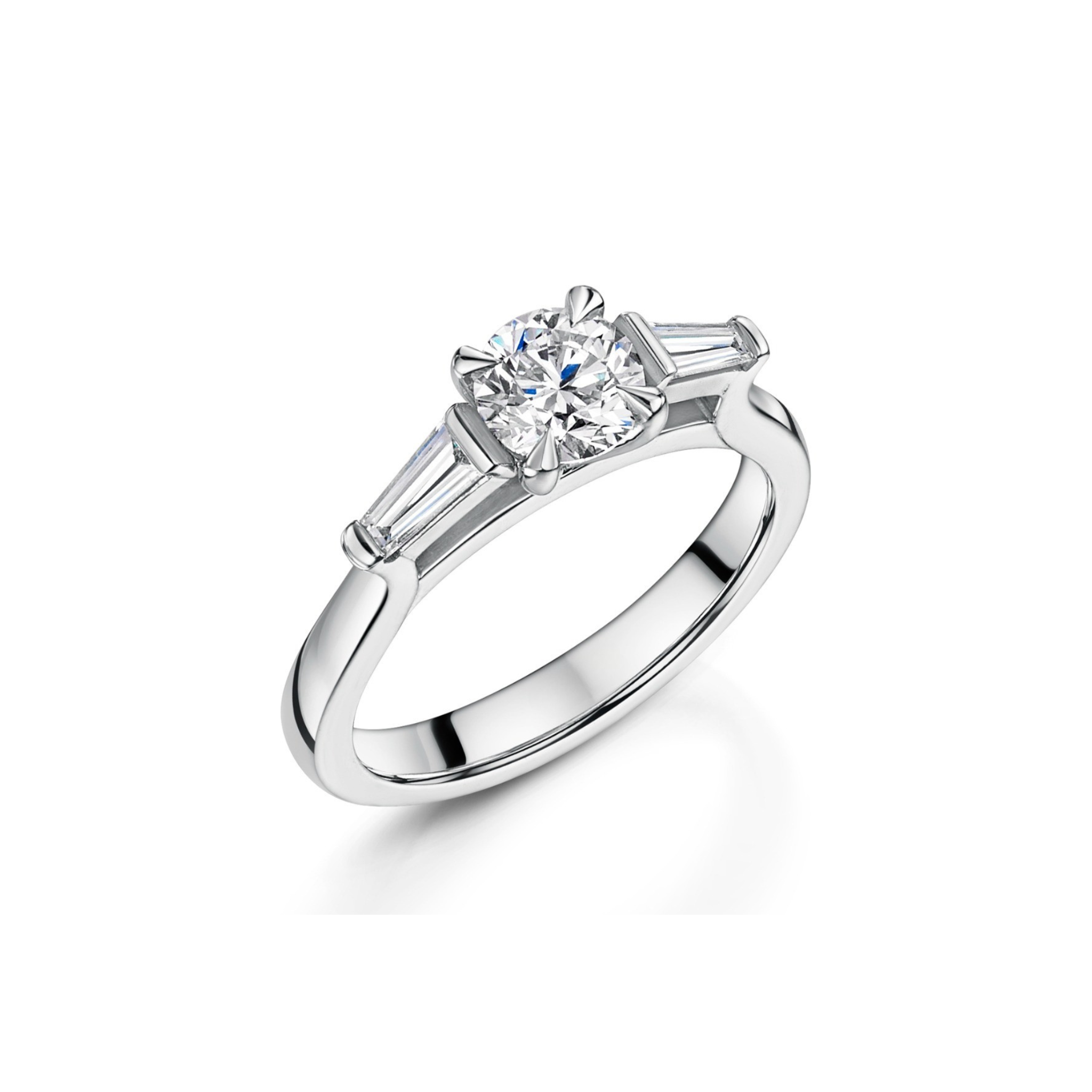 Celestine Round-Cut Tapered Baguette Ring 18K White Gold - Best prices for jewelry and diamonds. The best jewelry to shop in Dubai and Abu Dhabi - Dubai Tourism. Best Shopping in Dubai Mall - Fashion Avenue, Mall of Emirates, Dubai, Palm Jumeirah and UAE. Hip-hop custom jewelry and manufacturer supplier - diamond and gold wholesaler. The best place to visit in Dubai during vacation. Richie Gold & Diamond is located in Dubai Gold Souk