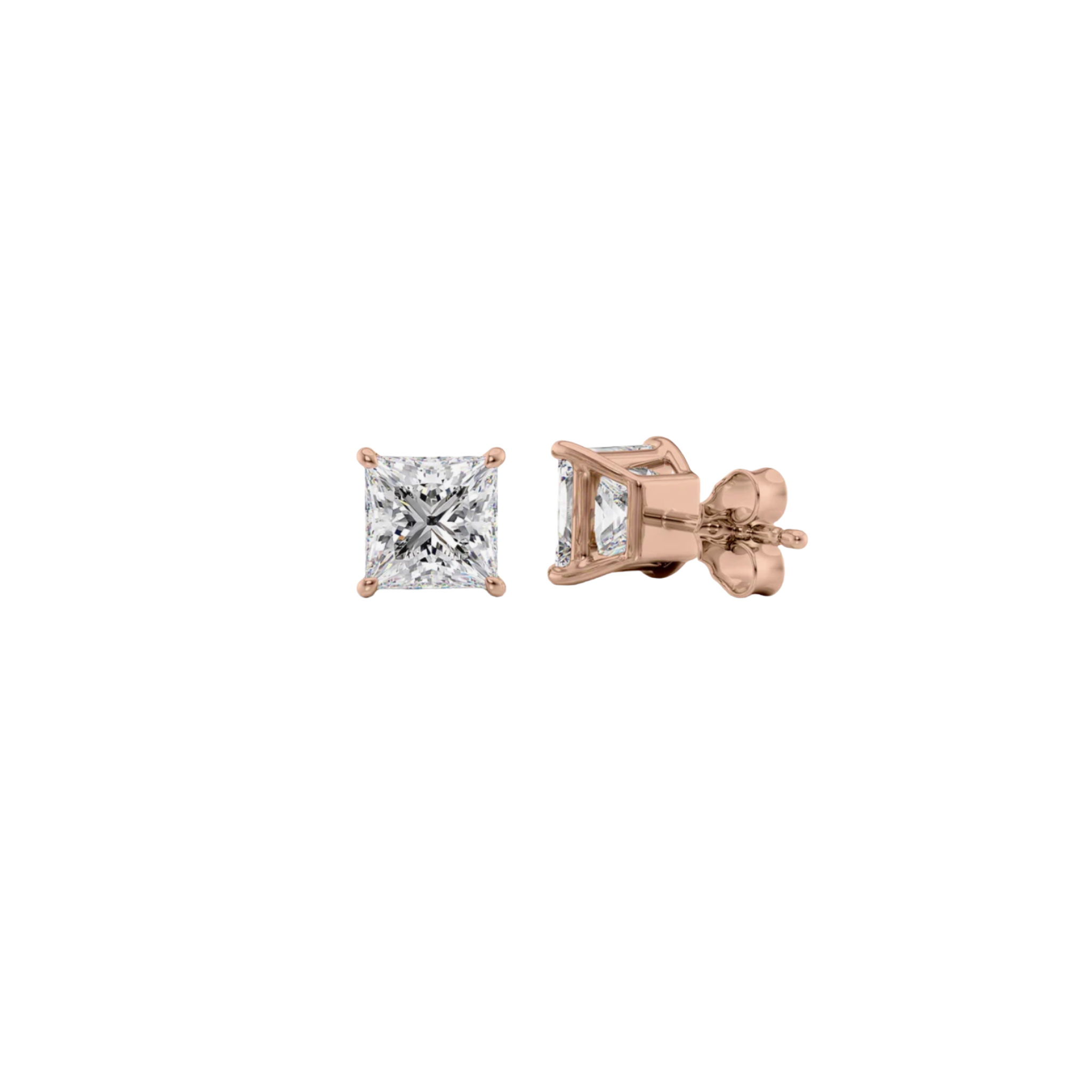 Classic Princess-Cut Solitaire Diamond Stud Earrings 18K Rose Gold - Natural Diamonds & Lab Grown Diamonds - Best prices for jewelry and diamonds. The best jewelry to shop in Dubai and Abu Dhabi - Dubai Tourism. Best Shopping in Dubai Mall - Fashion Avenue, Mall of Emirates, Dubai, Palm Jumeirah and UAE. Hip-hop custom jewelry and manufacturer supplier - diamond and gold wholesaler. The best place to visit in Dubai during vacation. Richie Gold & Diamond is located in Dubai Gold Souk