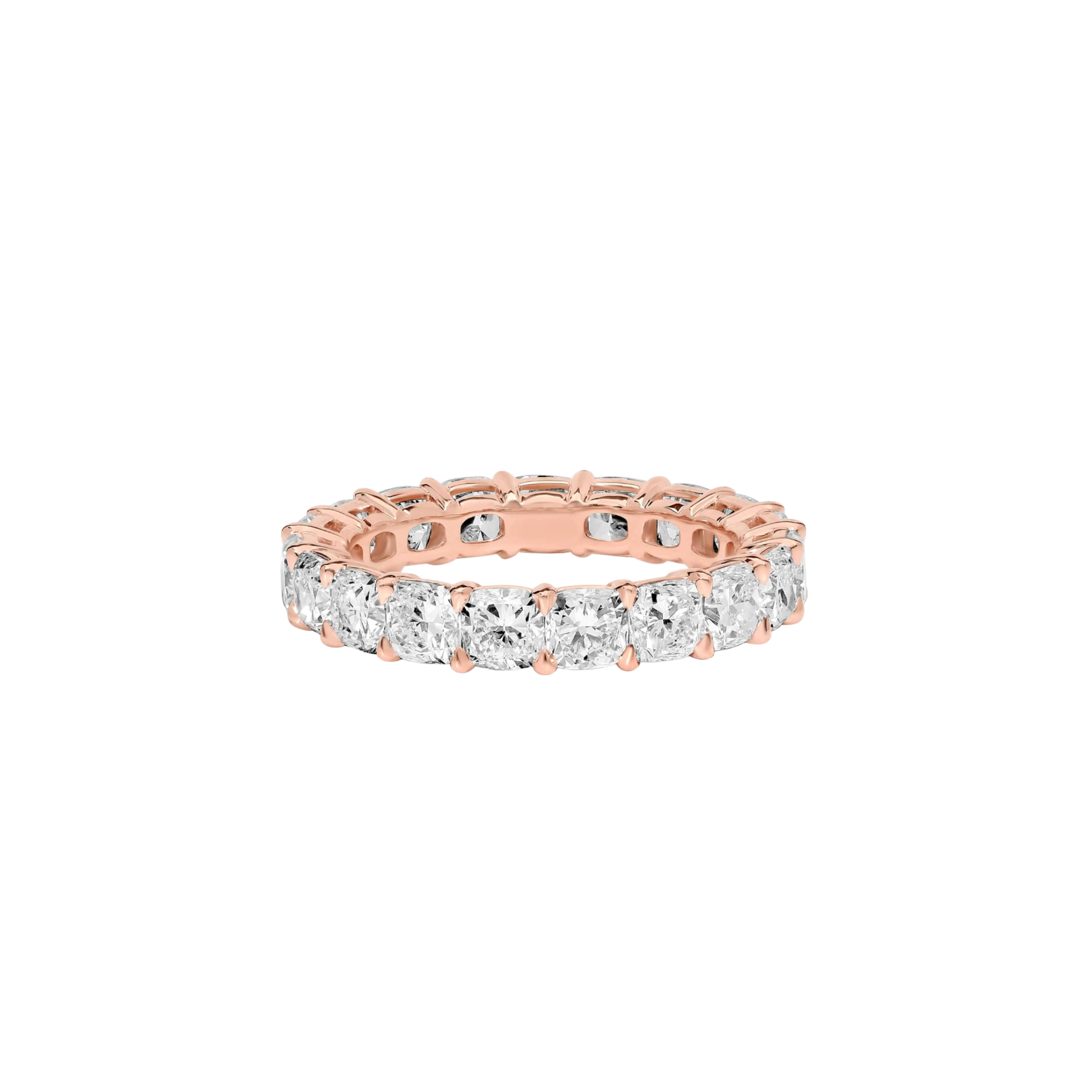 Cushion Cut Eternity Band 18K Rose Gold - Natural diamond and lab grown diamond engagement rings and wedding bands at unbeatable prices. Best bridal jewelry collections in Dubai and Abu Dhabi, featuring custom-made rings, timeless solitaires, and luxury wedding sets. Richie Gold & Diamond in the heart of Dubai Gold Souk — your trusted destination for engagement rings, wedding bands, and fine jewelry in the UAE, Dubai Mall, Fashion Avenue, Mall of the Emirates, and Palm Jumeirah