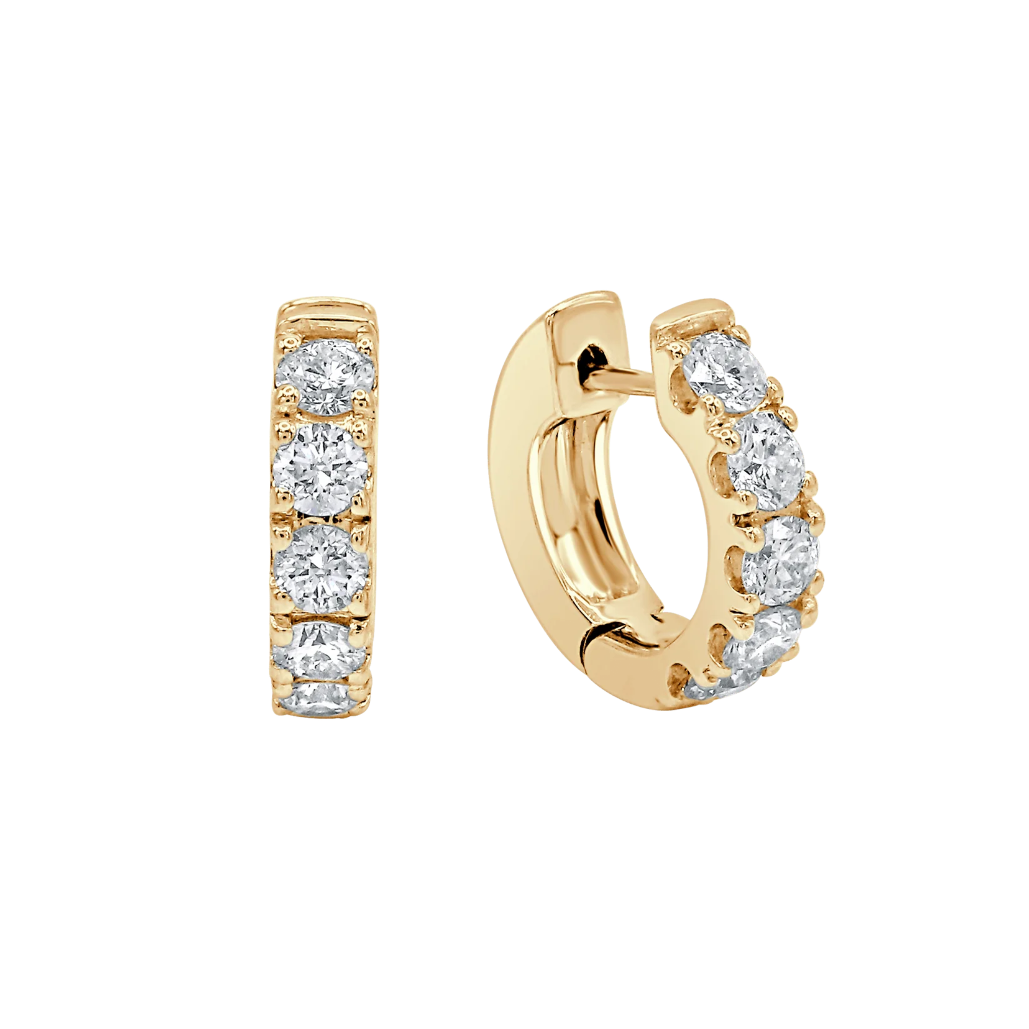 Elandra 5-Diamond Huggie Earrings 18K Gold - Natural Diamonds & Lab Grown Diamonds  - Best prices for jewelry and diamonds. The best jewelry to shop in Dubai and Abu Dhabi - Dubai Tourism. Best Shopping in Dubai Mall - Fashion Avenue, Mall of Emirates, Dubai, Palm Jumeirah and UAE. Hip-hop custom jewelry and manufacturer supplier - diamond and gold wholesaler. The best place to visit in Dubai during vacation. Richie Gold & Diamond is located in Dubai Gold Souk