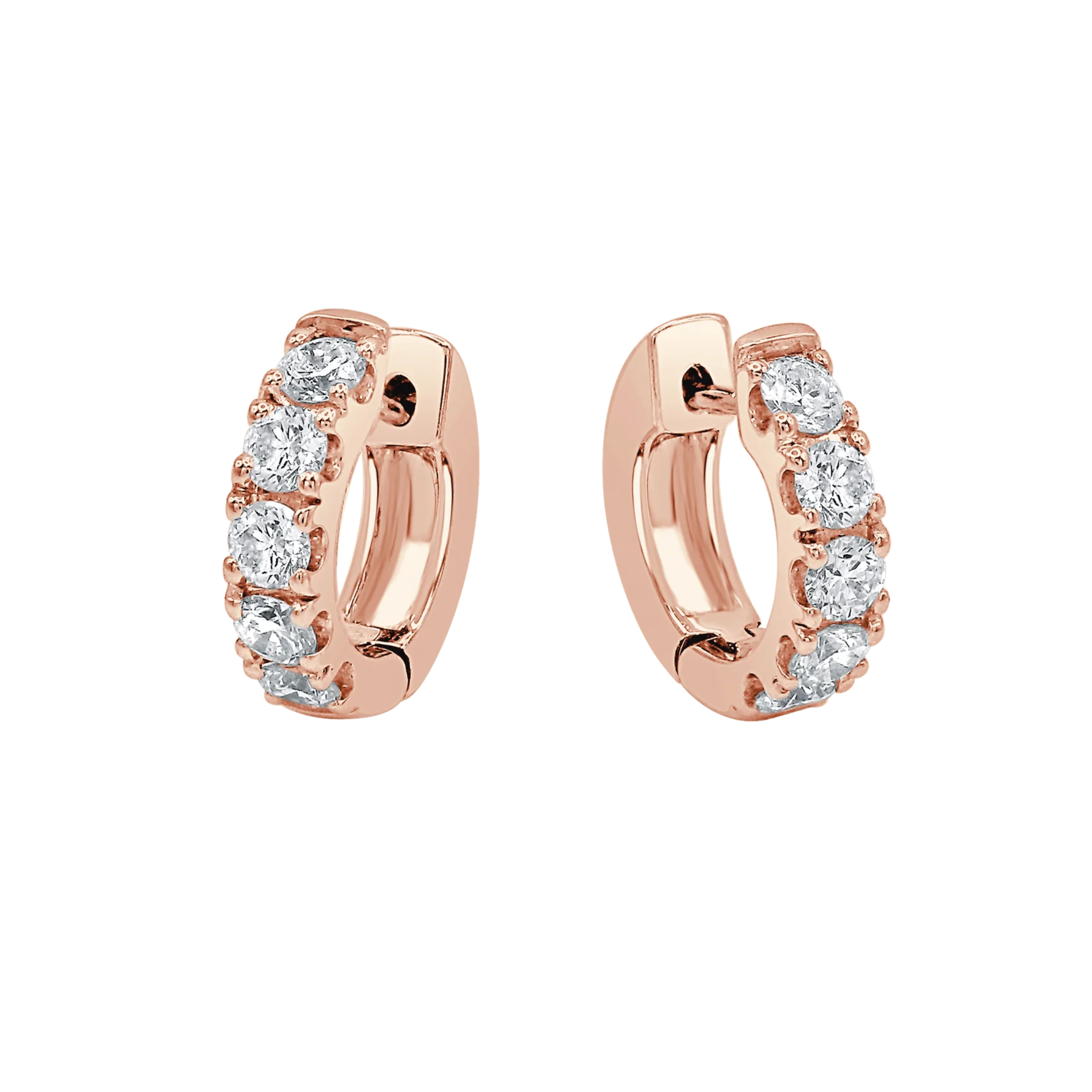 Elandra 5-Diamond Huggie Earrings 18K Rose Gold - Natural Diamonds & Lab Grown Diamonds  - Best prices for jewelry and diamonds. The best jewelry to shop in Dubai and Abu Dhabi - Dubai Tourism. Best Shopping in Dubai Mall - Fashion Avenue, Mall of Emirates, Dubai, Palm Jumeirah and UAE. Hip-hop custom jewelry and manufacturer supplier - diamond and gold wholesaler. The best place to visit in Dubai during vacation. Richie Gold & Diamond is located in Dubai Gold Souk