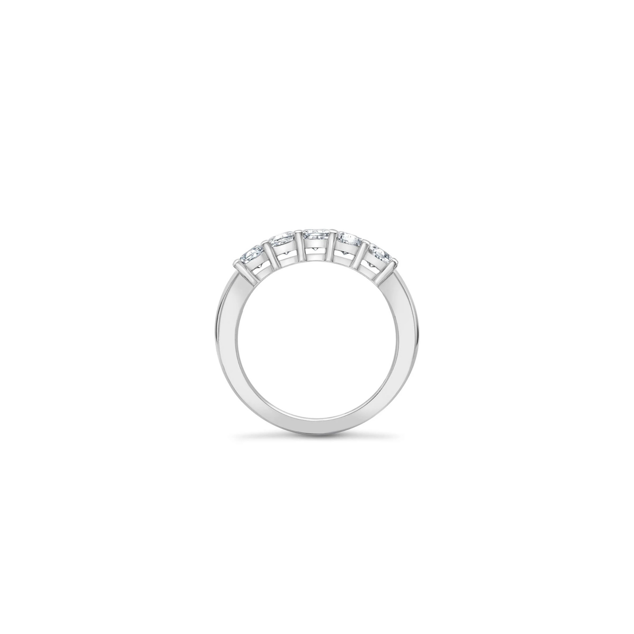 Elara Five-Stone Emerald Cut Diamond Band in 18K White Gold - Natural diamond and lab grown diamond engagement rings and wedding bands at unbeatable prices. Best bridal jewelry collections in Dubai and Abu Dhabi, featuring custom-made rings, timeless solitaires, and luxury wedding sets. Richie Gold & Diamond in the heart of Dubai Gold Souk — your trusted destination for engagement rings, wedding bands, and fine jewelry in the UAE, Dubai Mall, Fashion Avenue, Mall of the Emirates, and Palm Jumeirah.