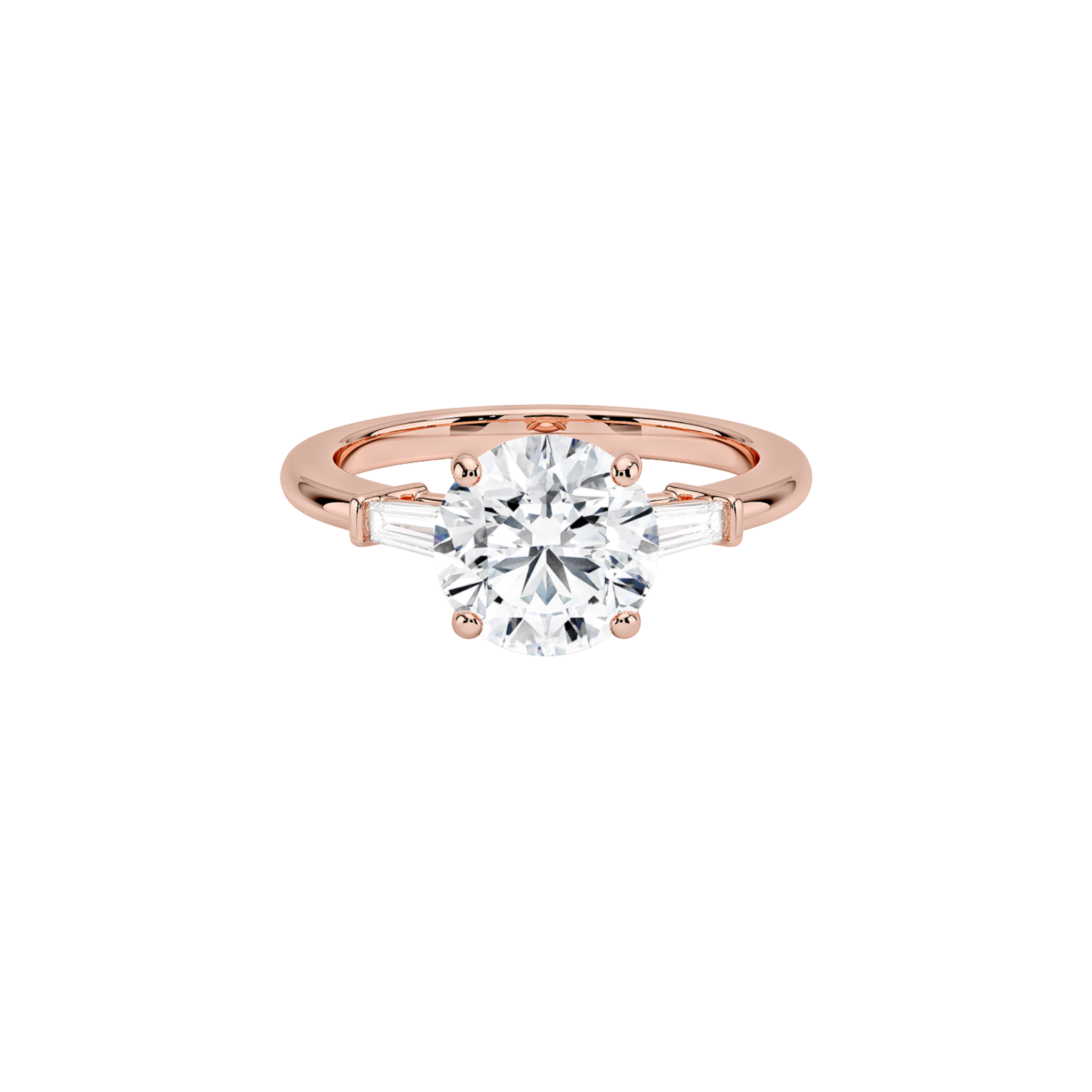 Elara Round Tapered Baguette Ring in 18K Rose Gold - Best prices for jewelry and diamonds. The best jewelry to shop in Dubai and Abu Dhabi - Dubai Tourism. Best Shopping in Dubai Mall - Fashion Avenue, Mall of Emirates, Dubai, Palm Jumeirah and UAE. Hip-hop custom jewelry and manufacturer supplier - diamond and gold wholesaler. The best place to visit in Dubai during vacation. Richie Gold & Diamond is located in Dubai Gold Souk