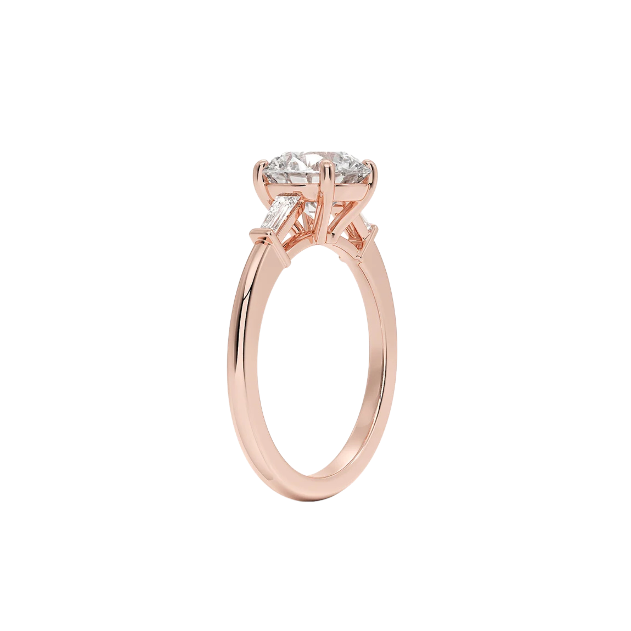 Elara Round Tapered Baguette Ring in 18K Rose Gold - Best prices for jewelry and diamonds. The best jewelry to shop in Dubai and Abu Dhabi - Dubai Tourism. Best Shopping in Dubai Mall - Fashion Avenue, Mall of Emirates, Dubai, Palm Jumeirah and UAE. Hip-hop custom jewelry and manufacturer supplier - diamond and gold wholesaler. The best place to visit in Dubai during vacation. Richie Gold & Diamond is located in Dubai Gold Souk