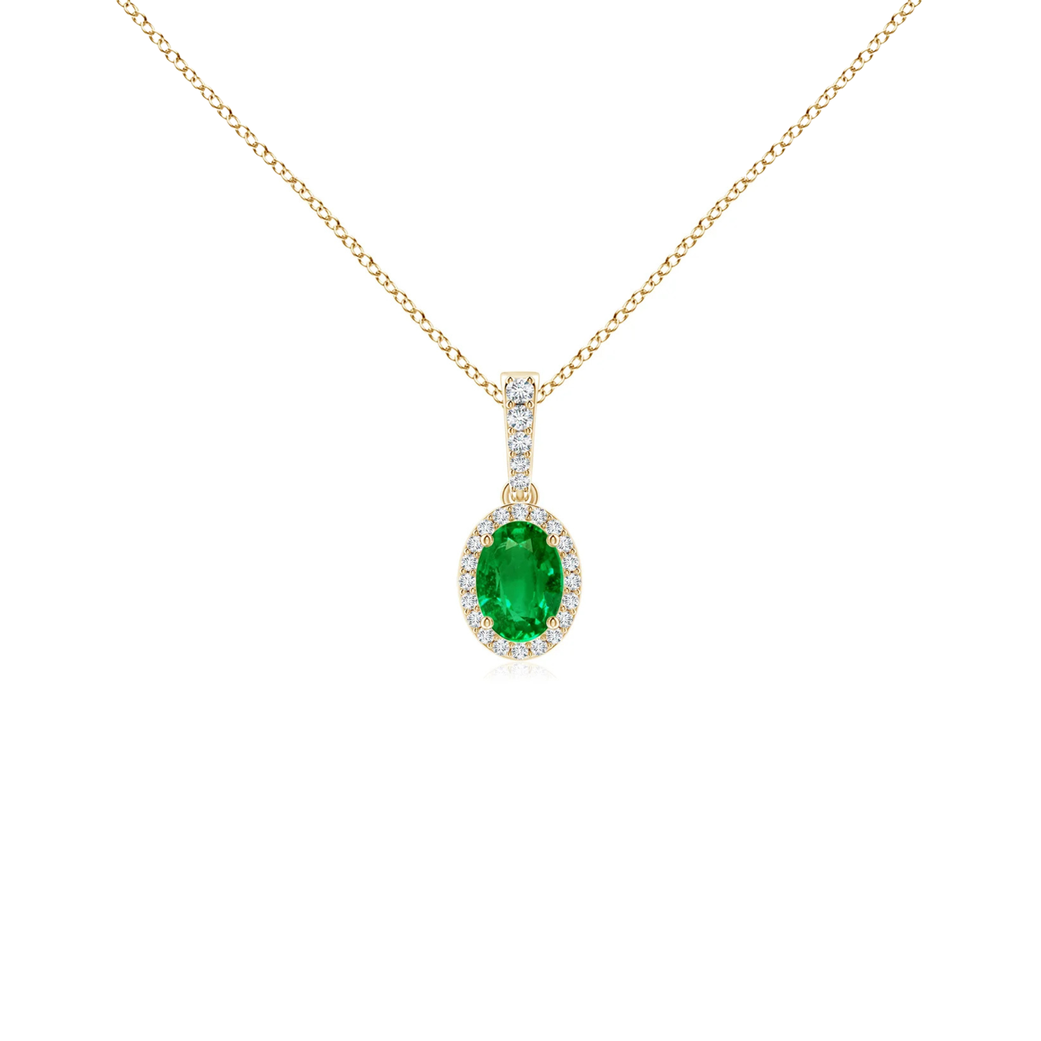 Elira Oval Emerald Diamond Halo Pendant 18K Gold - Natural Diamonds & Lab Grown Diamonds - Best prices for jewelry and diamonds. The best jewelry to shop in Dubai and Abu Dhabi - Dubai Tourism. Best Shopping in Dubai Mall - Fashion Avenue, Mall of Emirates, Dubai, Palm Jumeirah and UAE. Hip-hop custom jewelry and manufacturer supplier - diamond and gold wholesaler. The best place to visit in Dubai during vacation. Richie Gold & Diamond is located in Dubai Gold Souk