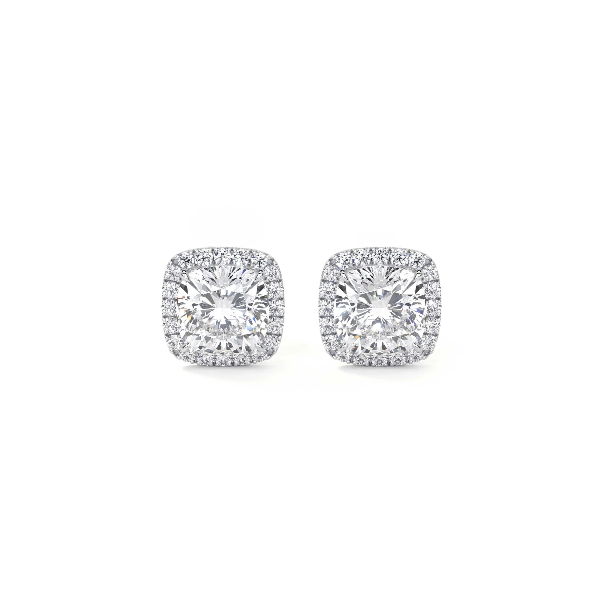 Empire Cushion-Cut Diamond Halo Studs 18K White Gold - Natural Diamonds & Lab Grown Diamonds - Best prices for jewelry and diamonds. The best jewelry to shop in Dubai and Abu Dhabi - Dubai Tourism. Best Shopping in Dubai Mall - Fashion Avenue, Mall of Emirates, Dubai, Palm Jumeirah and UAE. Hip-hop custom jewelry and manufacturer supplier - diamond and gold wholesaler. The best place to visit in Dubai during vacation. Richie Gold & Diamond is located in Dubai Gold Souk