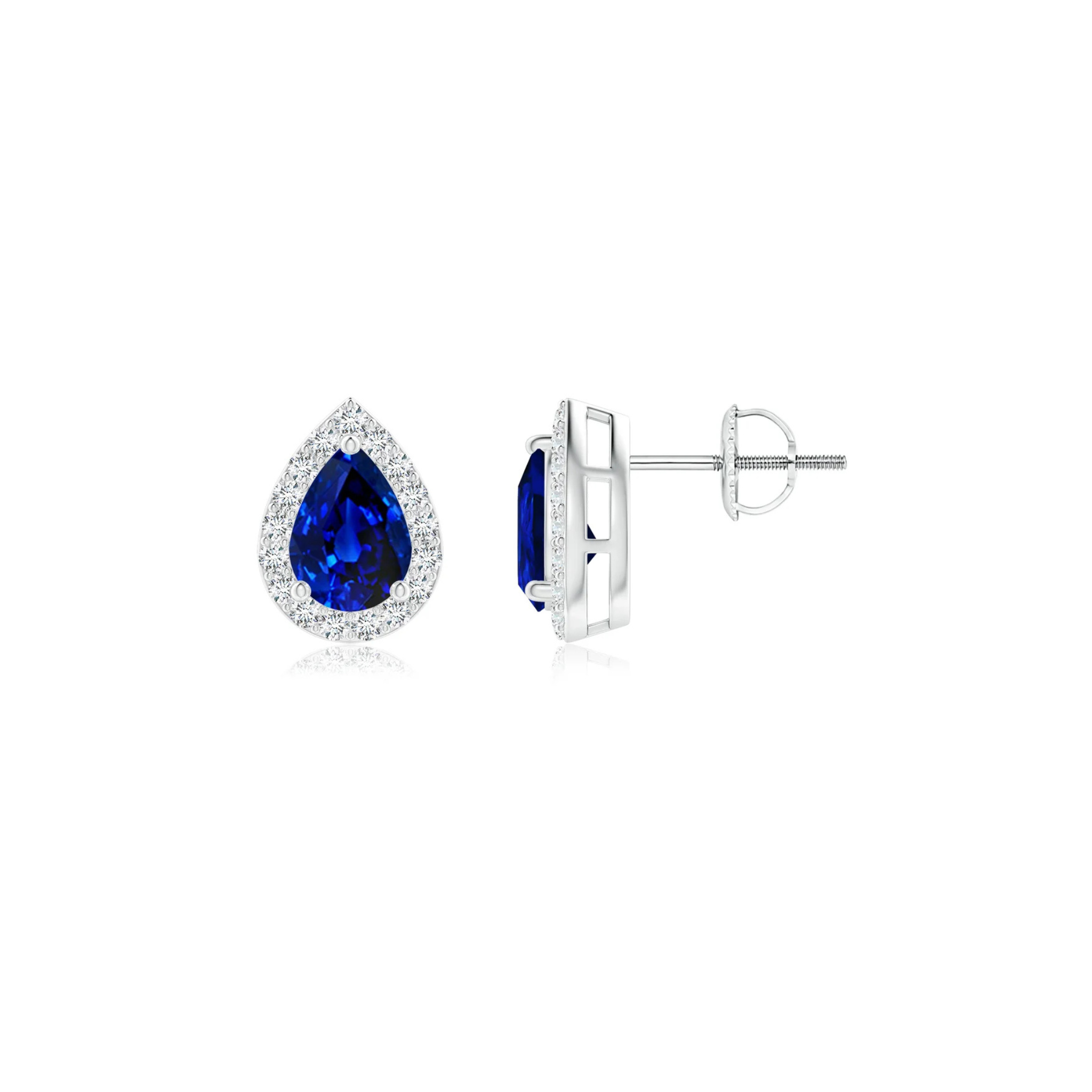 Esme Pear Blue Sapphire Diamond Halo Stud Earrings 18K White Gold - Natural Diamonds & Lab Grown Diamonds - Best prices for jewelry and diamonds. The best jewelry to shop in Dubai and Abu Dhabi - Dubai Tourism. Best Shopping in Dubai Mall - Fashion Avenue, Mall of Emirates, Dubai, Palm Jumeirah and UAE. Hip-hop custom jewelry and manufacturer supplier - diamond and gold wholesaler. The best place to visit in Dubai during vacation. Richie Gold & Diamond is located in Dubai Gold Souk