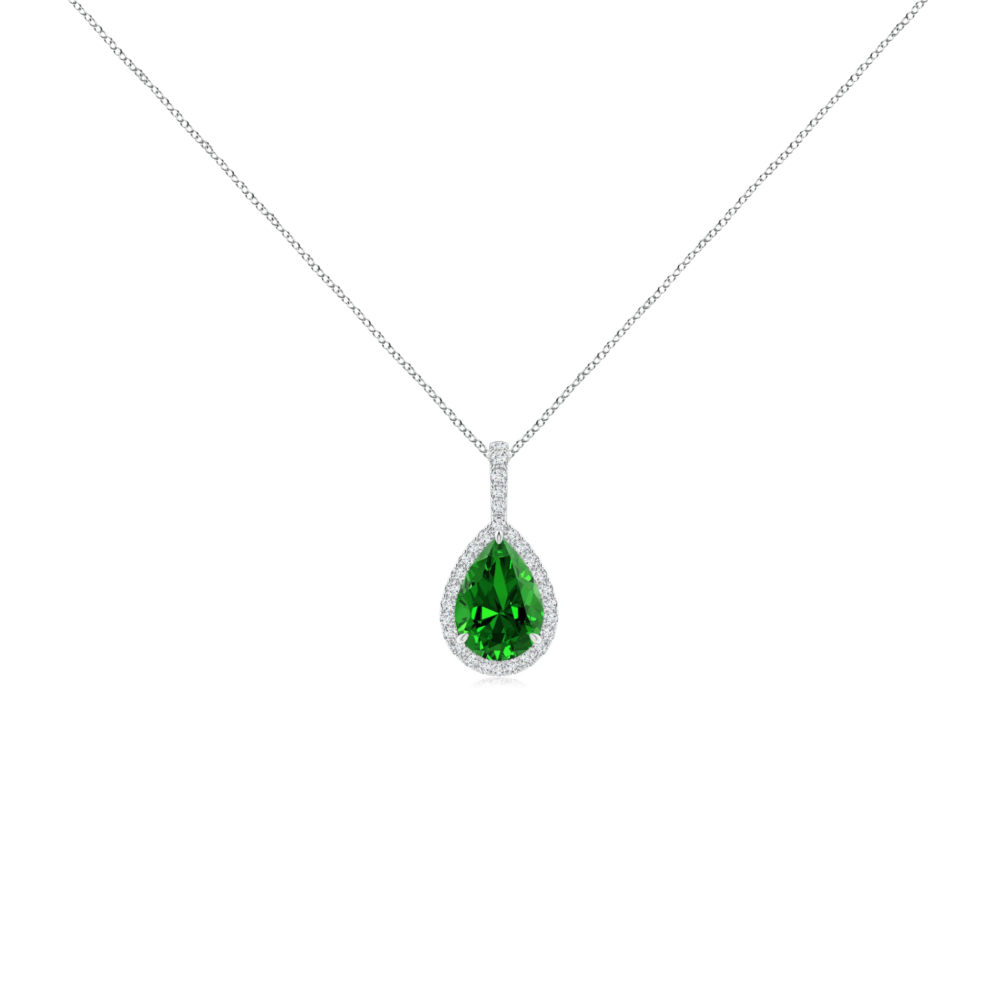 Esme Pear Emerald Halo Pendant 18K White Gold - Natural Diamonds & Lab Grown Diamonds - Best prices for jewelry and diamonds. The best jewelry to shop in Dubai and Abu Dhabi - Dubai Tourism. Best Shopping in Dubai Mall - Fashion Avenue, Mall of Emirates, Dubai, Palm Jumeirah and UAE. Hip-hop custom jewelry and manufacturer supplier - diamond and gold wholesaler. The best place to visit in Dubai during vacation. Richie Gold & Diamond is located in Dubai Gold Souk