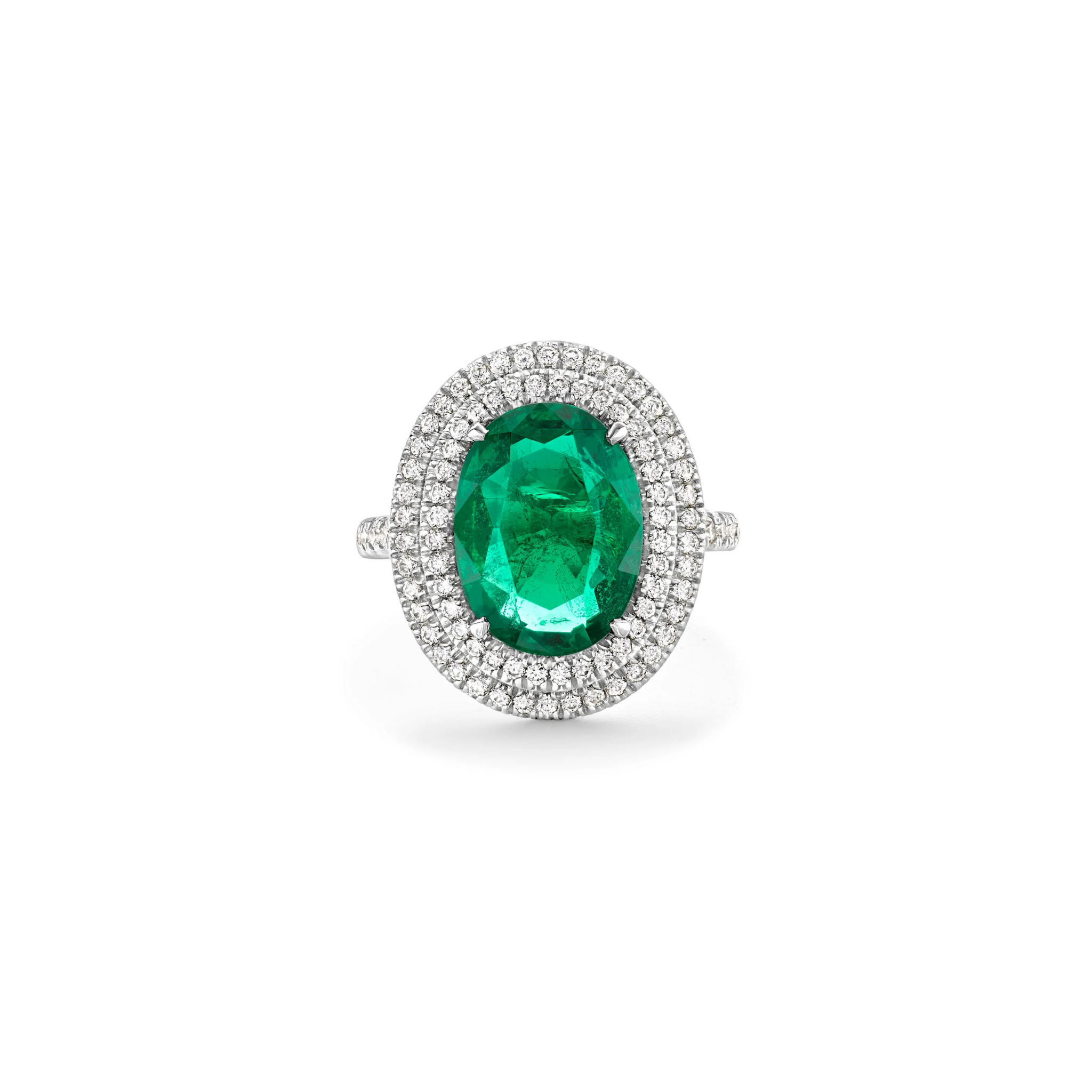 Esmeria Double Halo Emerald Ring 18K White Gold - Best prices for jewelry and diamonds. The best jewelry to shop in Dubai and Abu Dhabi - Dubai Tourism. Best Shopping in Dubai Mall - Fashion Avenue, Mall of Emirates, Dubai, Palm Jumeirah and UAE. Hip-hop custom jewelry and manufacturer supplier - diamond and gold wholesaler. The best place to visit in Dubai during vacation. Richie Gold & Diamond is located in Dubai Gold Souk