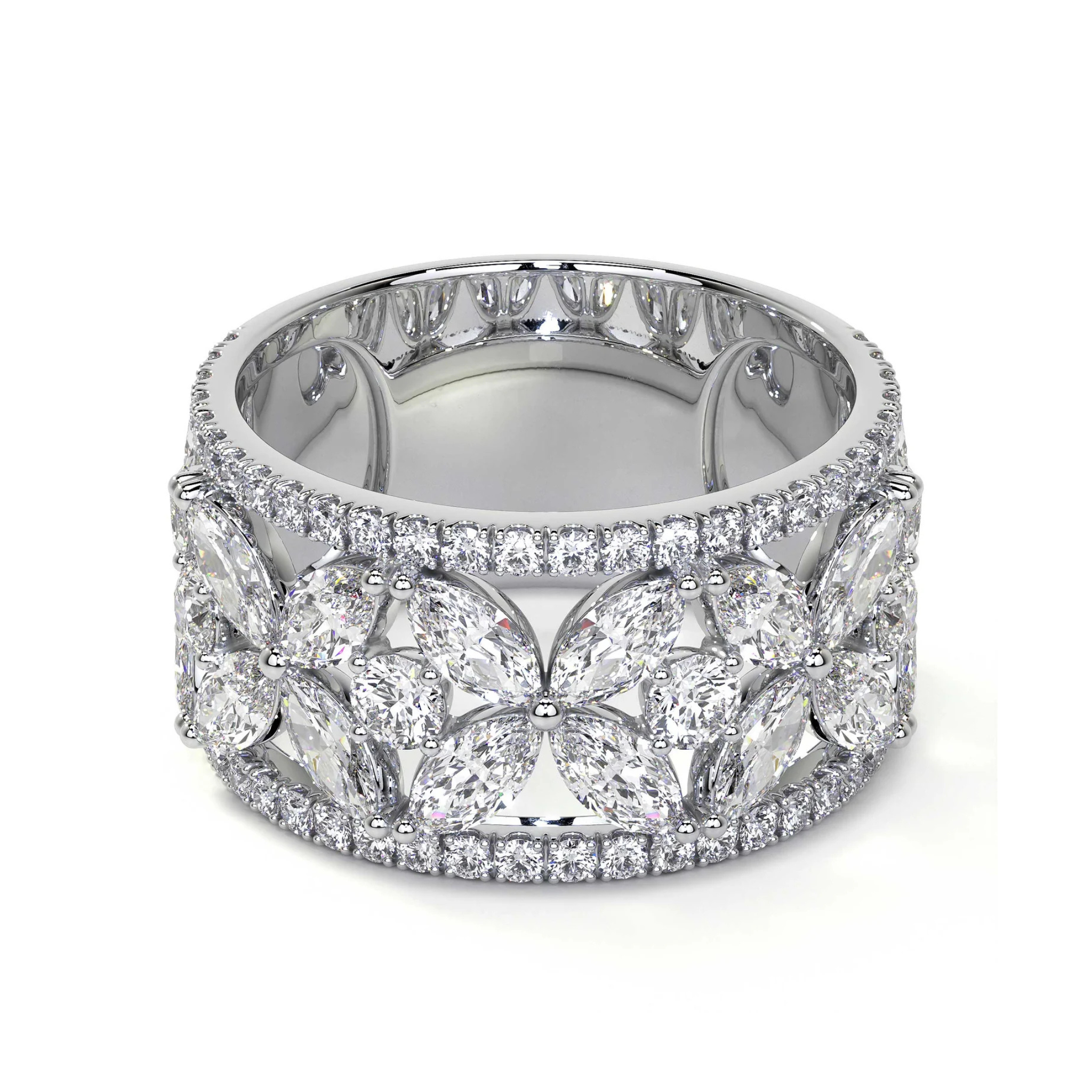 Fiorelle Floral Diamond Band 18K White Gold - Natural Diamonds & Lab Grown Diamonds  - Best prices for jewelry and diamonds. The best jewelry to shop in Dubai and Abu Dhabi - Dubai Tourism. Best Shopping in Dubai Mall - Fashion Avenue, Mall of Emirates, Dubai, Palm Jumeirah and UAE. Hip-hop custom jewelry and manufacturer supplier - diamond and gold wholesaler. The best place to visit in Dubai during vacation. Richie Gold & Diamond is located in Dubai Gold Souk