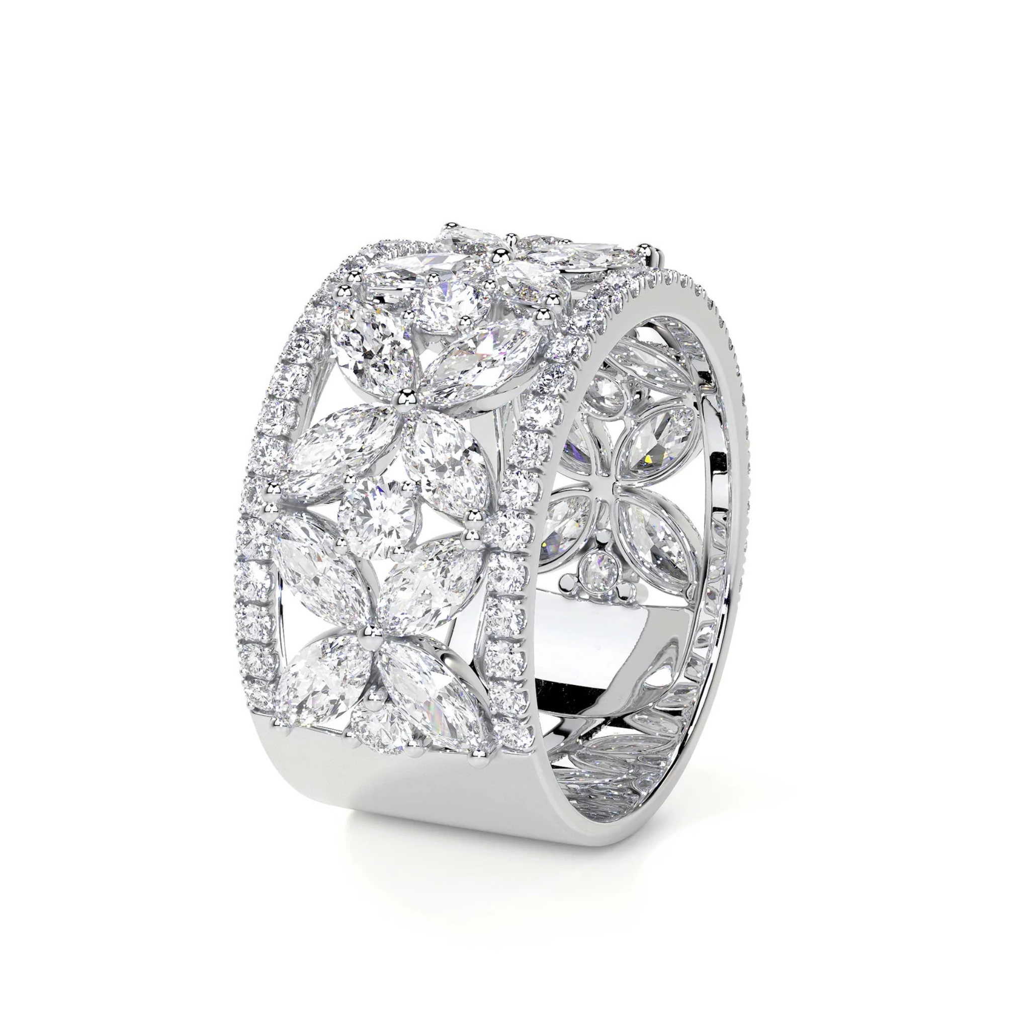 Fiorelle Floral Diamond Band 18K White Gold - Natural Diamonds & Lab Grown Diamonds  - Best prices for jewelry and diamonds. The best jewelry to shop in Dubai and Abu Dhabi - Dubai Tourism. Best Shopping in Dubai Mall - Fashion Avenue, Mall of Emirates, Dubai, Palm Jumeirah and UAE. Hip-hop custom jewelry and manufacturer supplier - diamond and gold wholesaler. The best place to visit in Dubai during vacation. Richie Gold & Diamond is located in Dubai Gold Souk