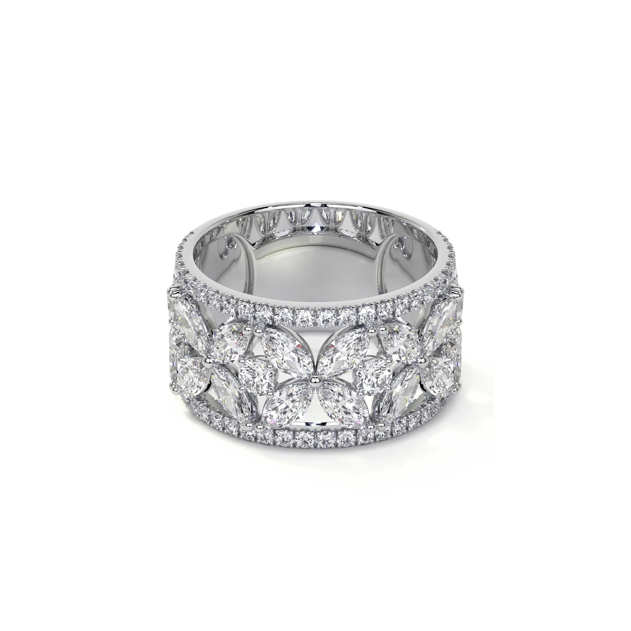 Fiorelle Floral Diamond Band 18K White Gold - Natural Diamonds & Lab Grown Diamonds  - Best prices for jewelry and diamonds. The best jewelry to shop in Dubai and Abu Dhabi - Dubai Tourism. Best Shopping in Dubai Mall - Fashion Avenue, Mall of Emirates, Dubai, Palm Jumeirah and UAE. Hip-hop custom jewelry and manufacturer supplier - diamond and gold wholesaler. The best place to visit in Dubai during vacation. Richie Gold & Diamond is located in Dubai Gold Souk