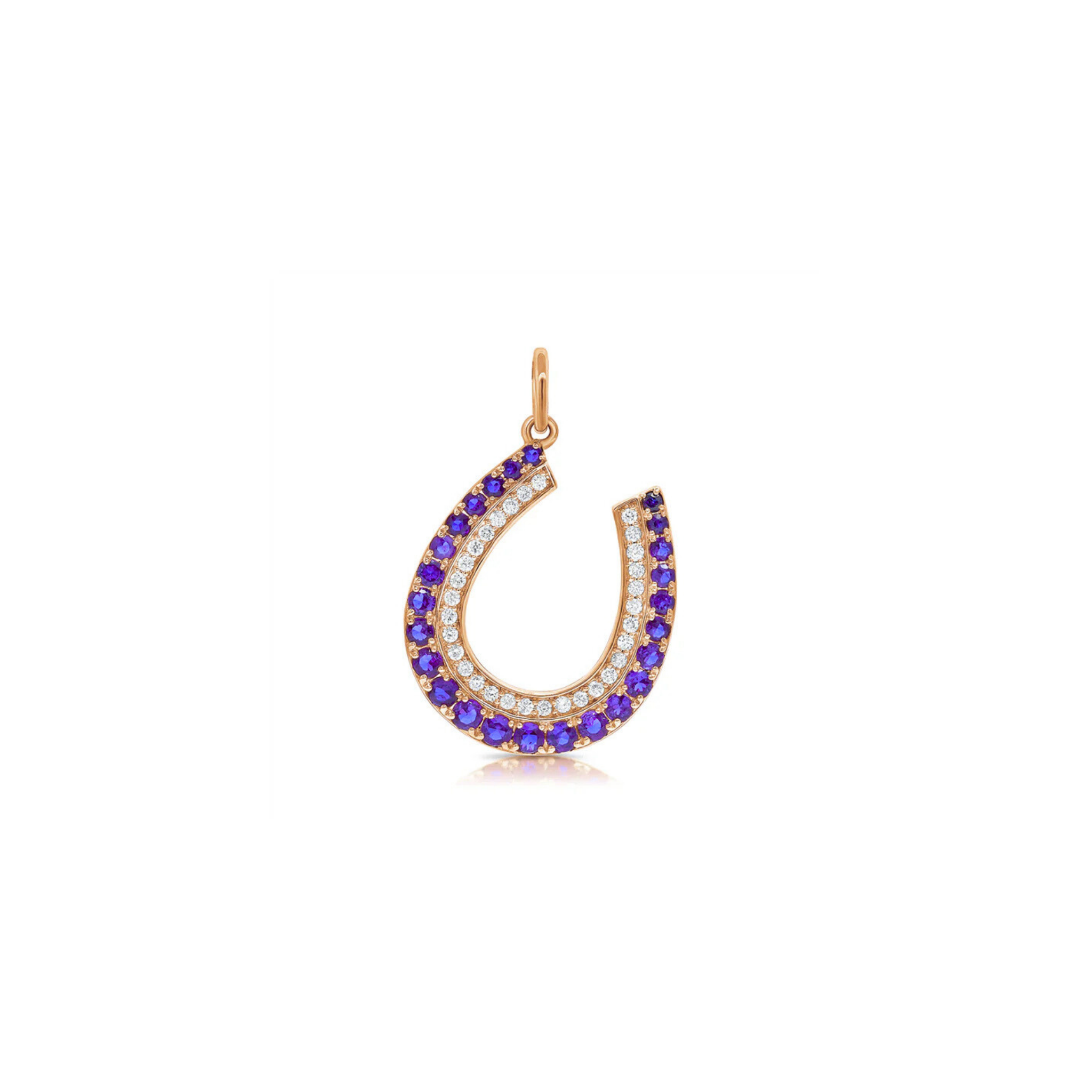 Iselda Diamond & Tanzanite Horseshoe Charm 18K Rose Gold - Natural Diamonds & Lab Grown Diamonds  - Best prices for jewelry and diamonds. The best jewelry to shop in Dubai and Abu Dhabi - Dubai Tourism. Best Shopping in Dubai Mall - Fashion Avenue, Mall of Emirates, Dubai, Palm Jumeirah and UAE. Hip-hop custom jewelry and manufacturer supplier - diamond and gold wholesaler. The best place to visit in Dubai during vacation. Richie Gold & Diamond is located in Dubai Gold Souk