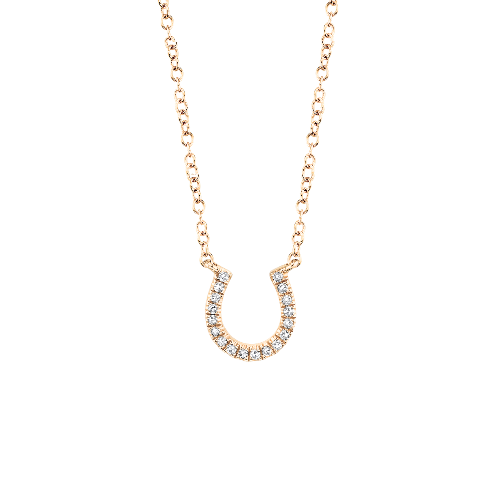 Lucky Diamond Horseshoe Pendant 18K Rose Gold - Natural Diamonds & Lab Grown Diamonds  - Best prices for jewelry and diamonds. The best jewelry to shop in Dubai and Abu Dhabi - Dubai Tourism. Best Shopping in Dubai Mall - Fashion Avenue, Mall of Emirates, Dubai, Palm Jumeirah and UAE. Hip-hop custom jewelry and manufacturer supplier - diamond and gold wholesaler. The best place to visit in Dubai during vacation. Richie Gold & Diamond is located in Dubai Gold Souk