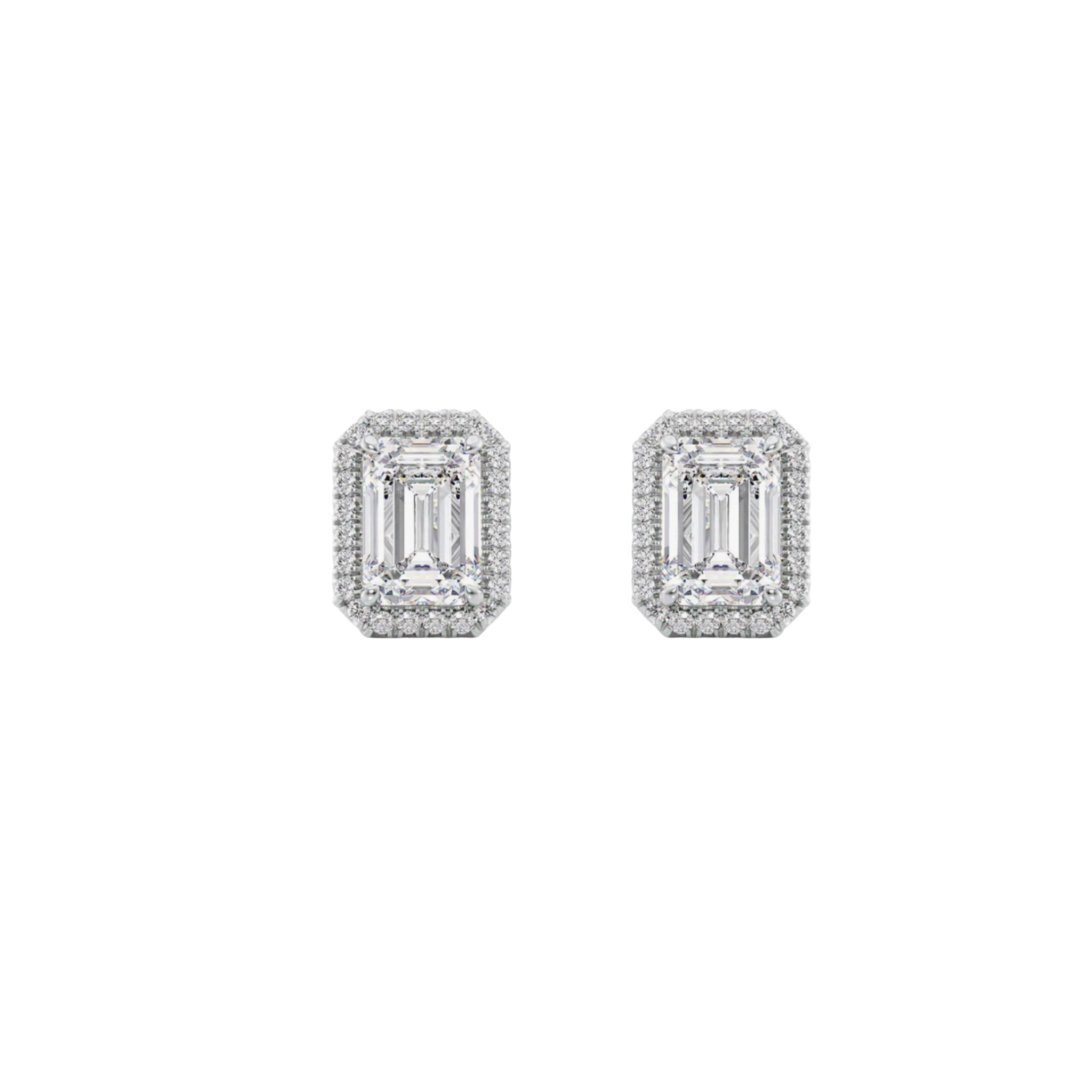 Lumina Emerald-Cut Diamond Halo Earrings 18K White Gold - Natural Diamonds & Lab Grown Diamonds - Best prices for jewelry and diamonds. The best jewelry to shop in Dubai and Abu Dhabi - Dubai Tourism. Best Shopping in Dubai Mall - Fashion Avenue, Mall of Emirates, Dubai, Palm Jumeirah and UAE. Hip-hop custom jewelry and manufacturer supplier - diamond and gold wholesaler. The best place to visit in Dubai during vacation. Richie Gold & Diamond is located in Dubai Gold Souk